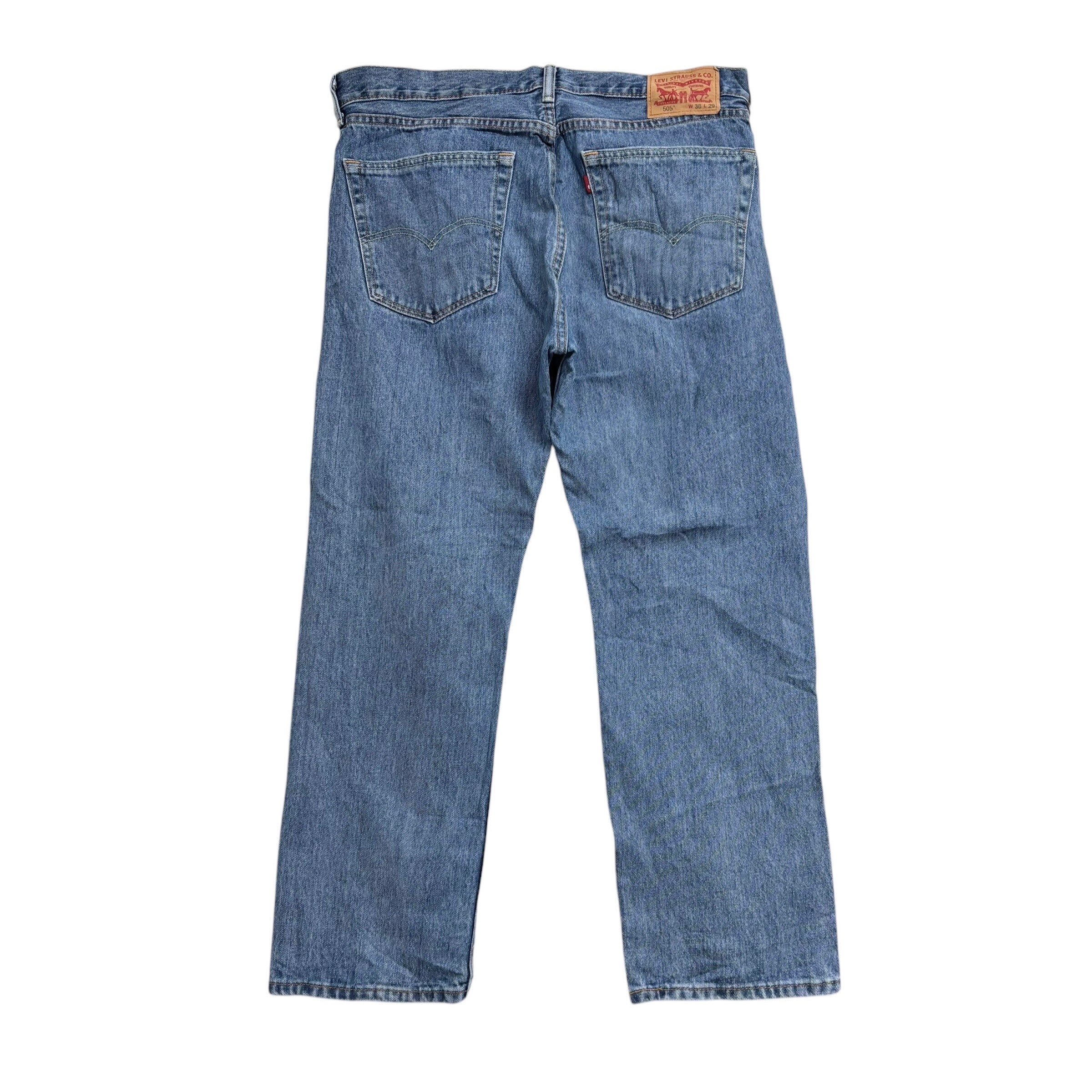 Levis 505 Jeans W36 L29 Mens Light Blue Regular Straight Fit Denim (E)