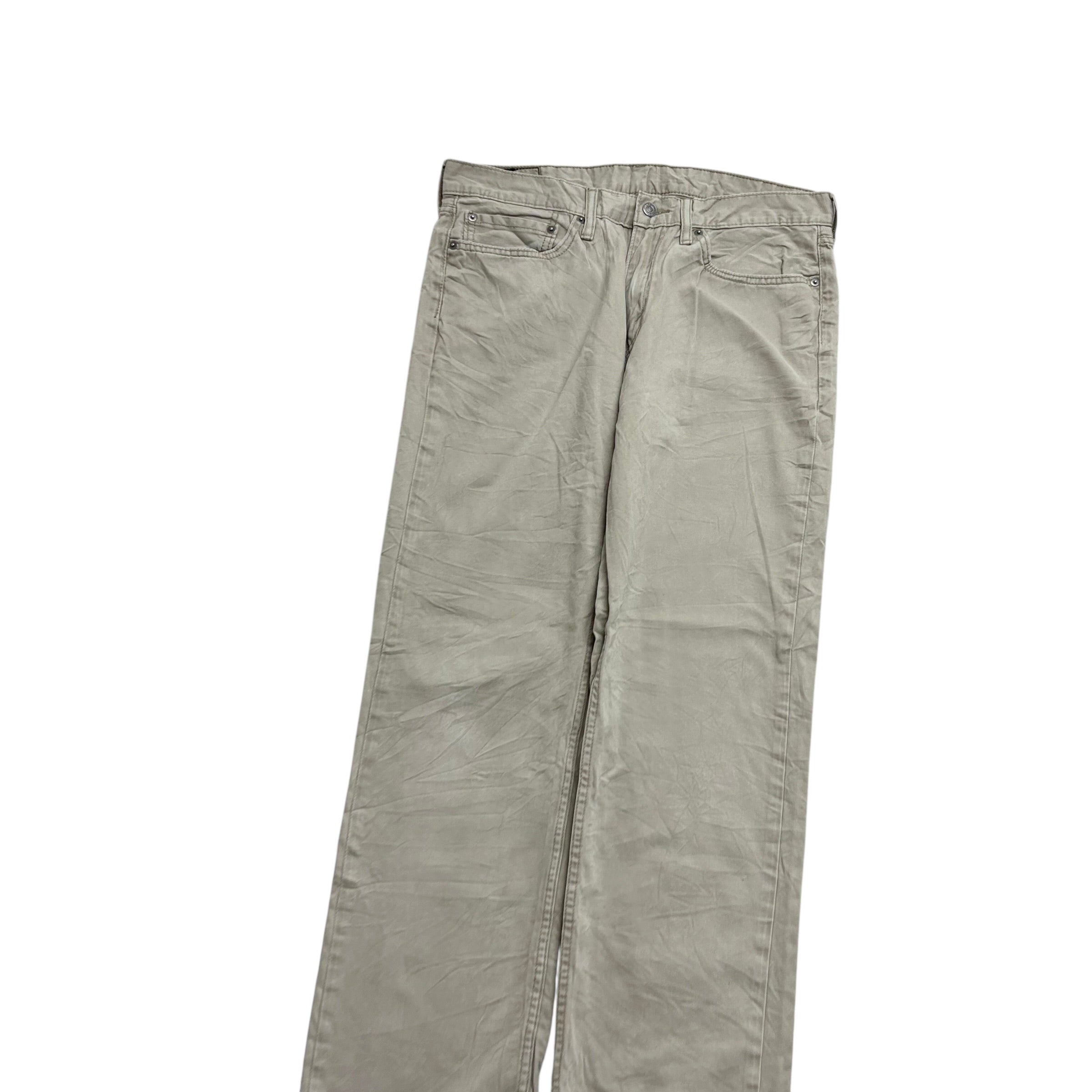 Levis 514 Trousers W34 L32 Mens Cream Regular Straight Fit Cotton Pants (E)