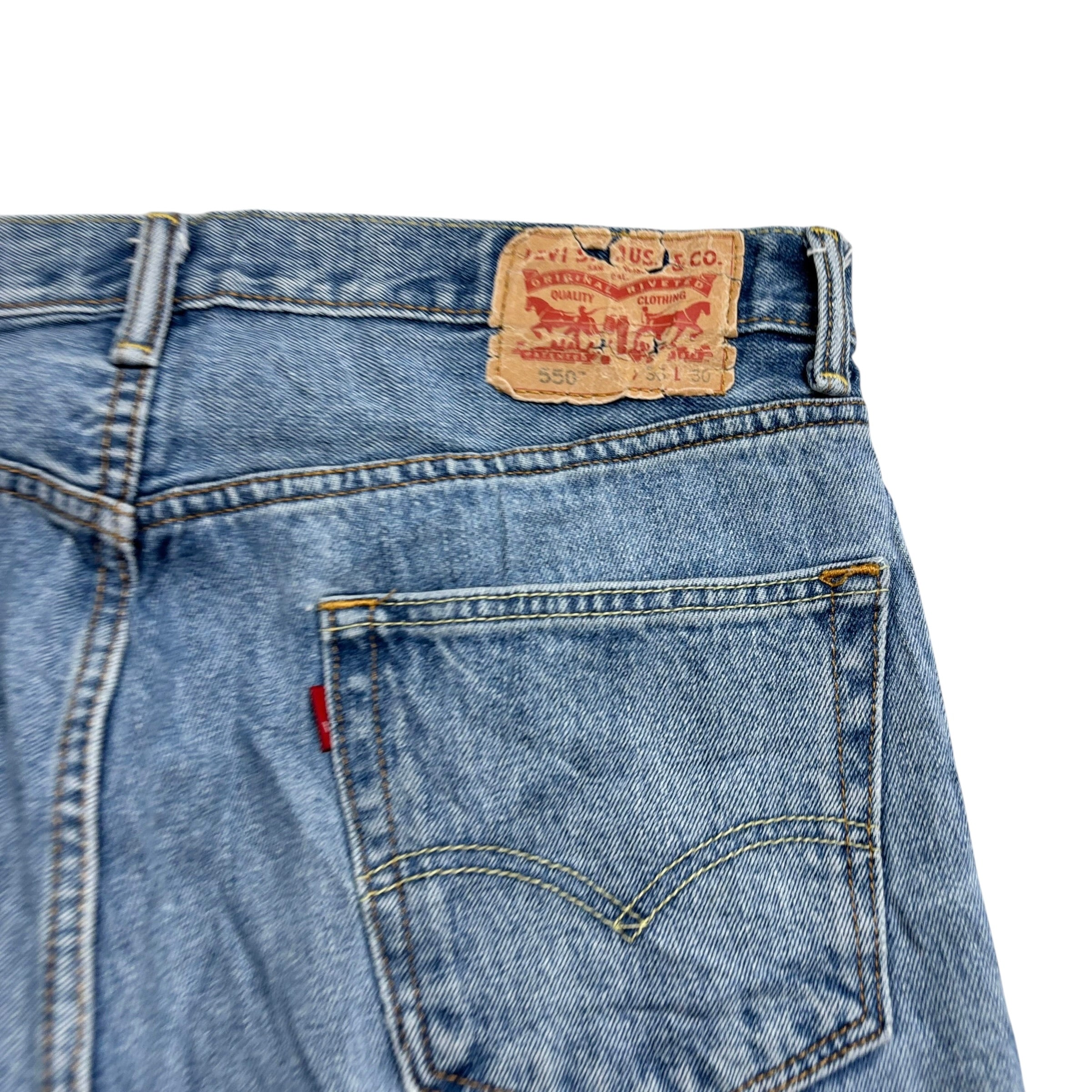 Levis 550 Jeans W36 L29 Mens Light Blue Relaxed Straight Fit Denim (E)
