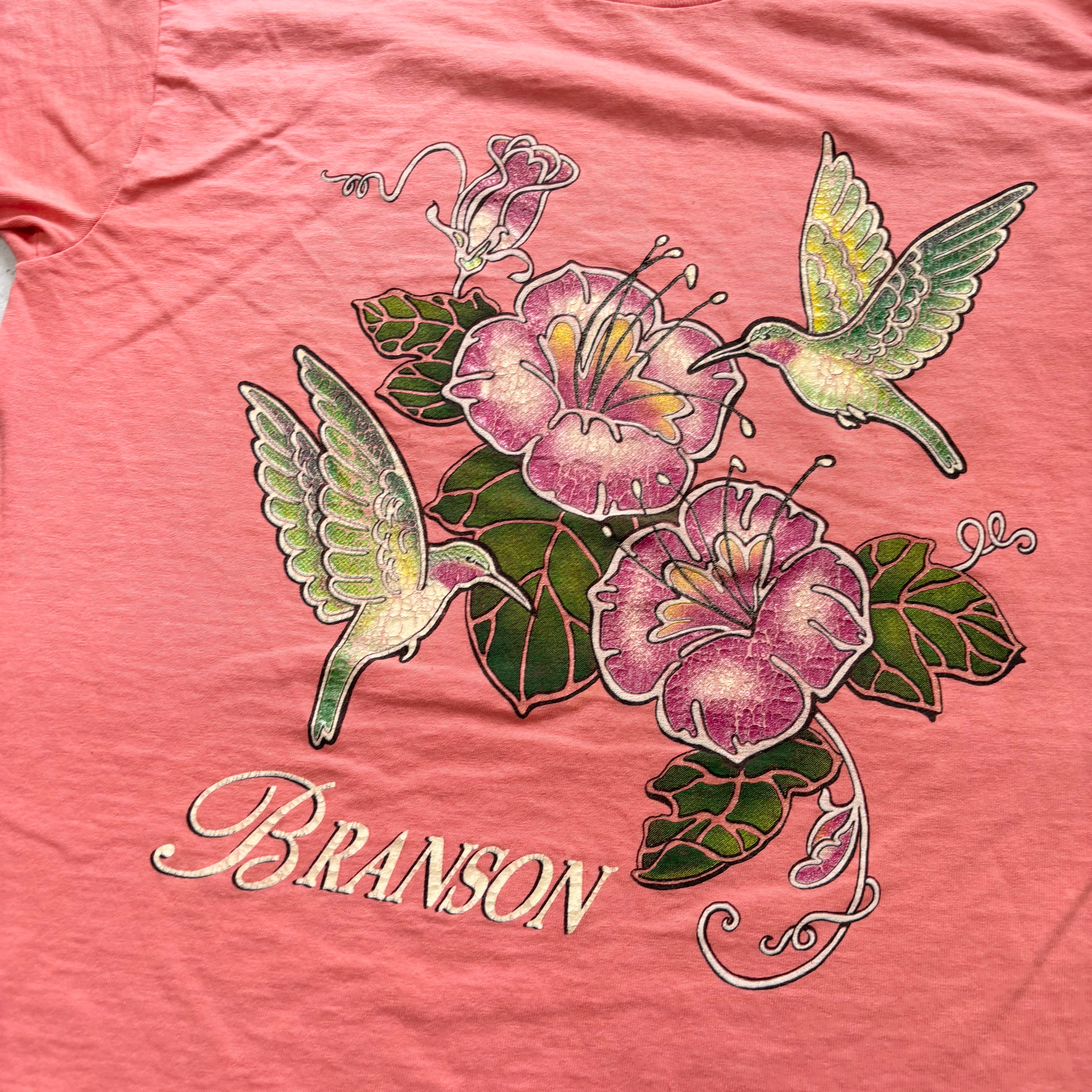 Vintage T Shirt Mens Small Peach Single Stitch Graphic Print 90s Tourist