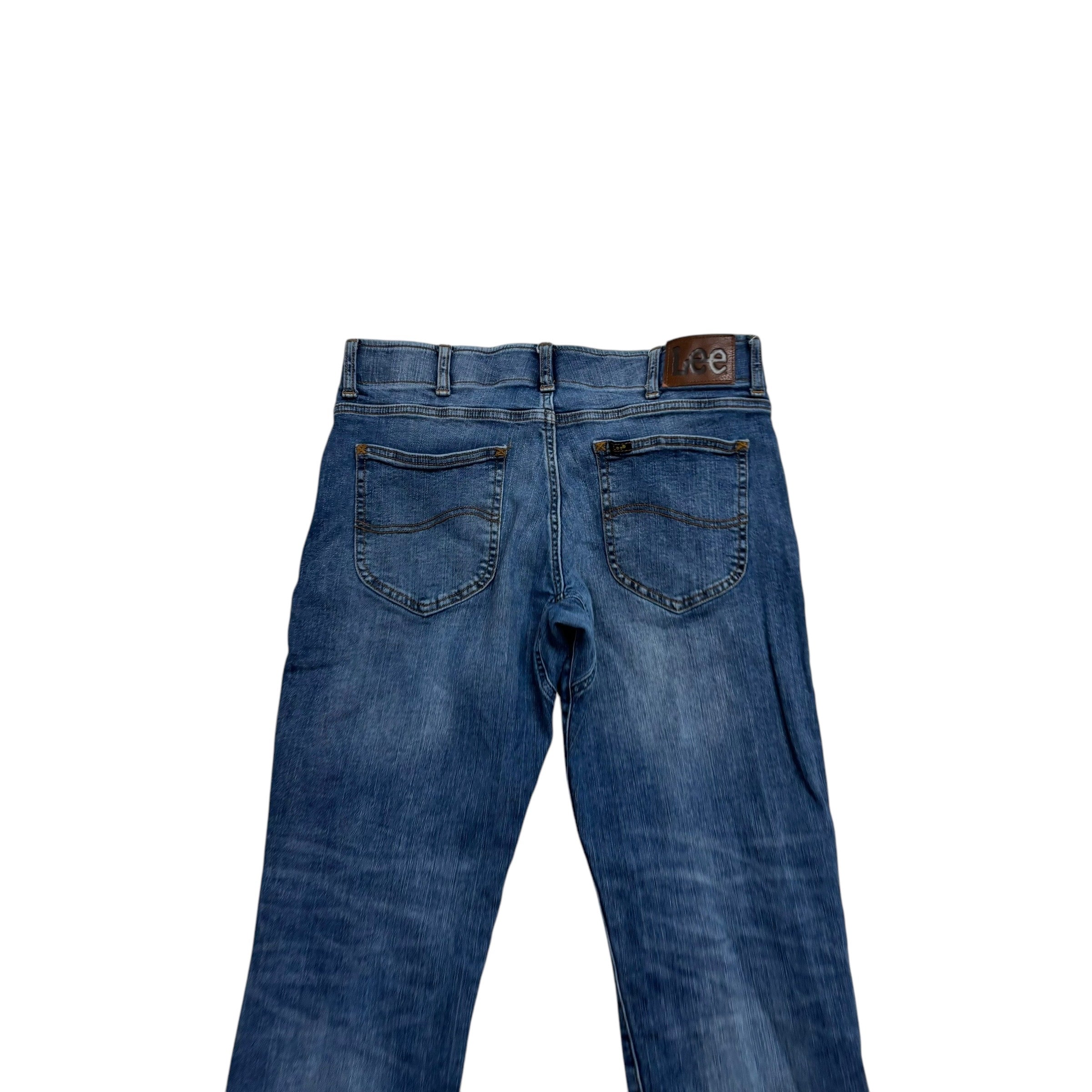 Lee Jeans W32 L29 Mens Mid Blue Regular Tapered Fit Stretch Denim (E)