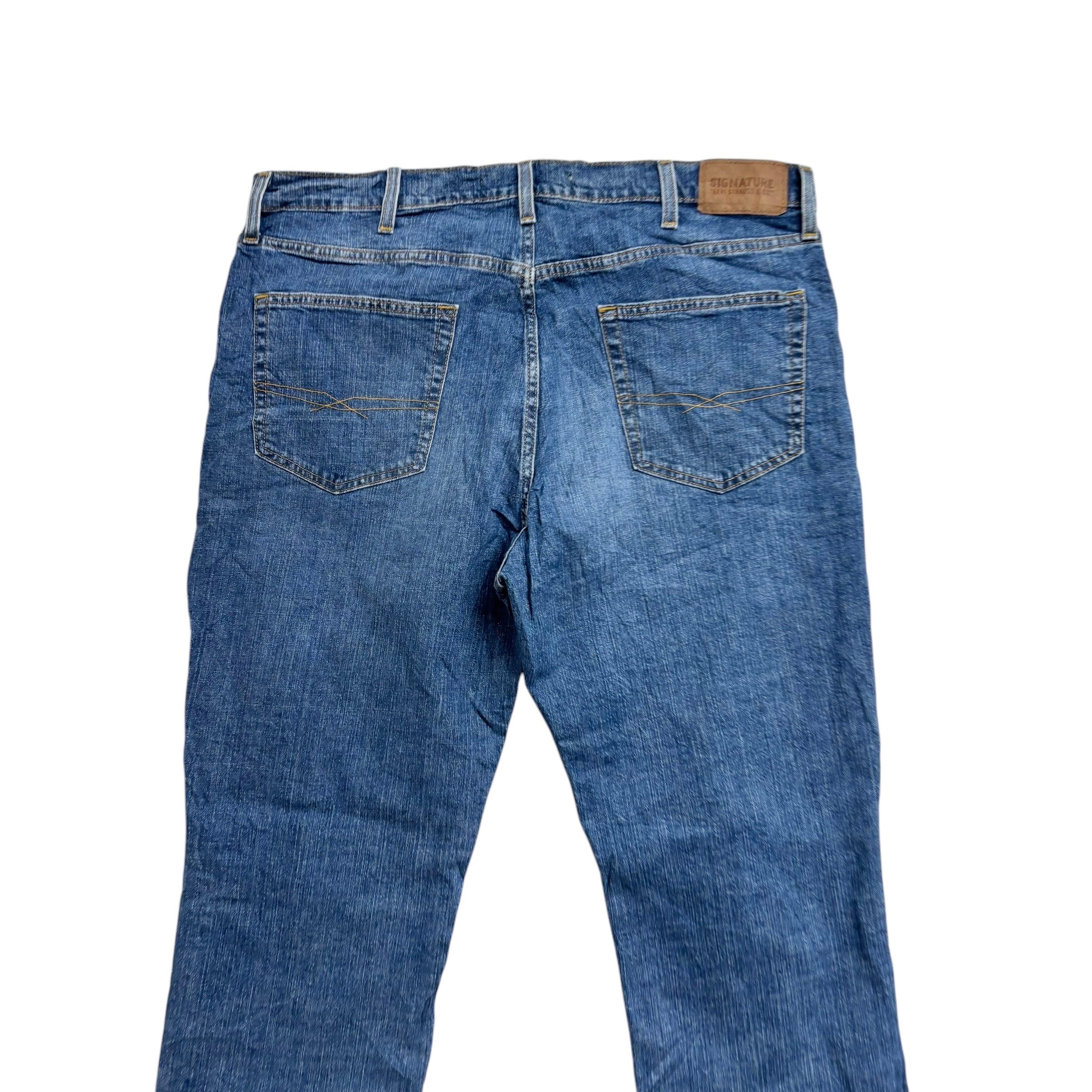Levis Signature Jeans W40 L30 Mens Mid Blue Athletic Fit Stretch Denim (E)