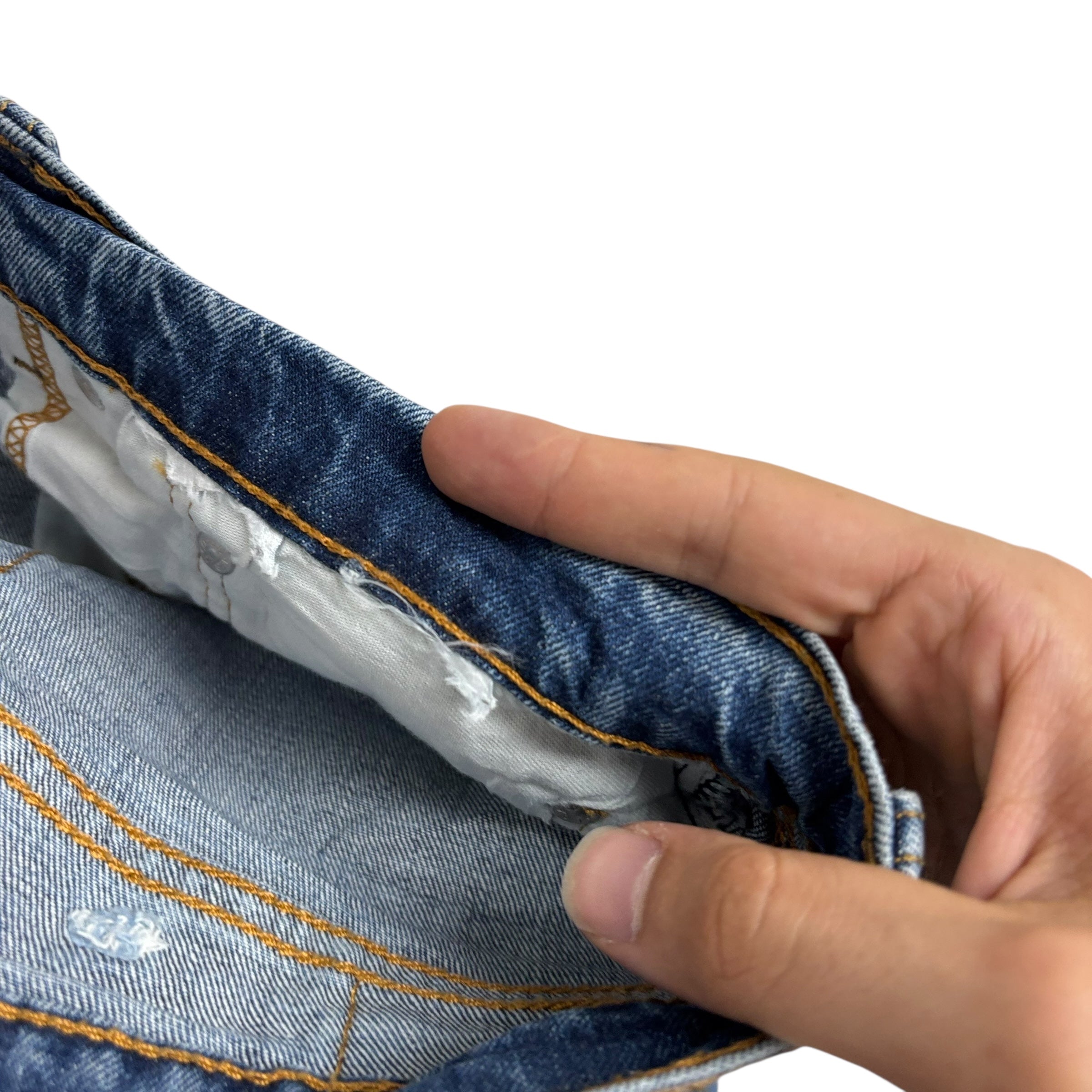 Levis 505 Jeans W40 L32 Mens Mid Blue Regular Straight Fit Stretch Denim (E)