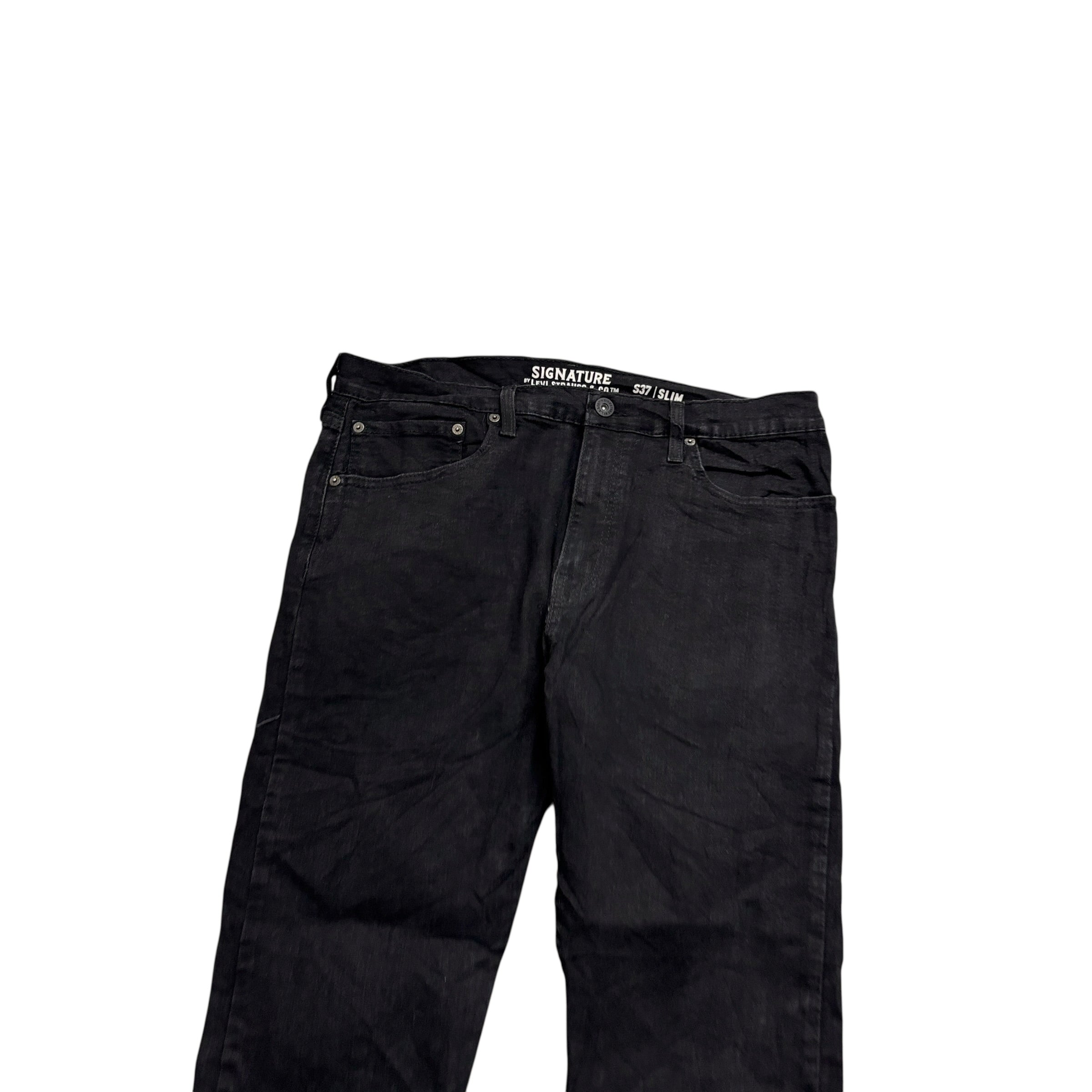 Levis Signature Jeans W36 L30 Mens Black Slim Fit Stretch Denim (E)