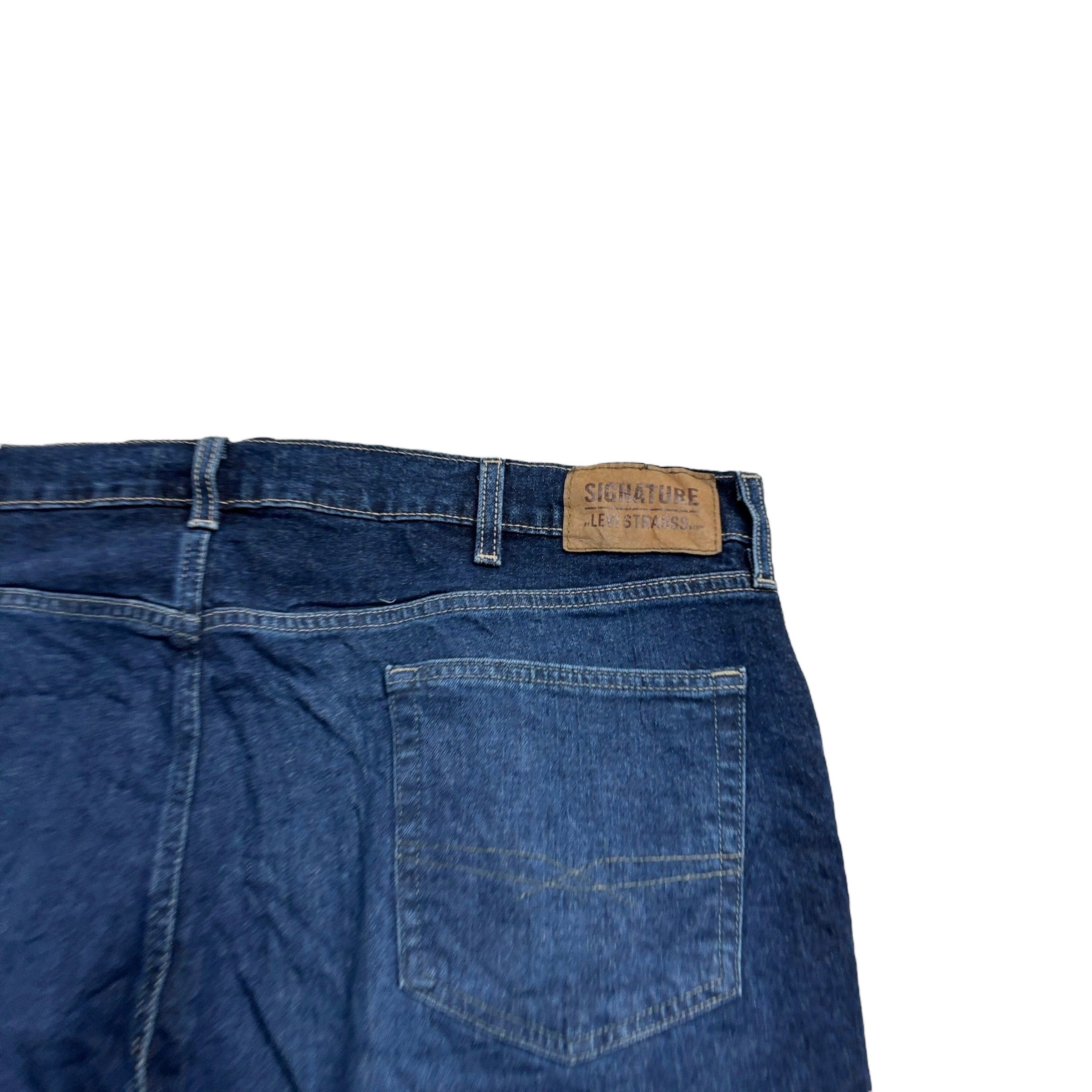 Levis Signature Jeans W44 L30 Mens Dark Blue Relaxed Straight Stretch Denim (E)