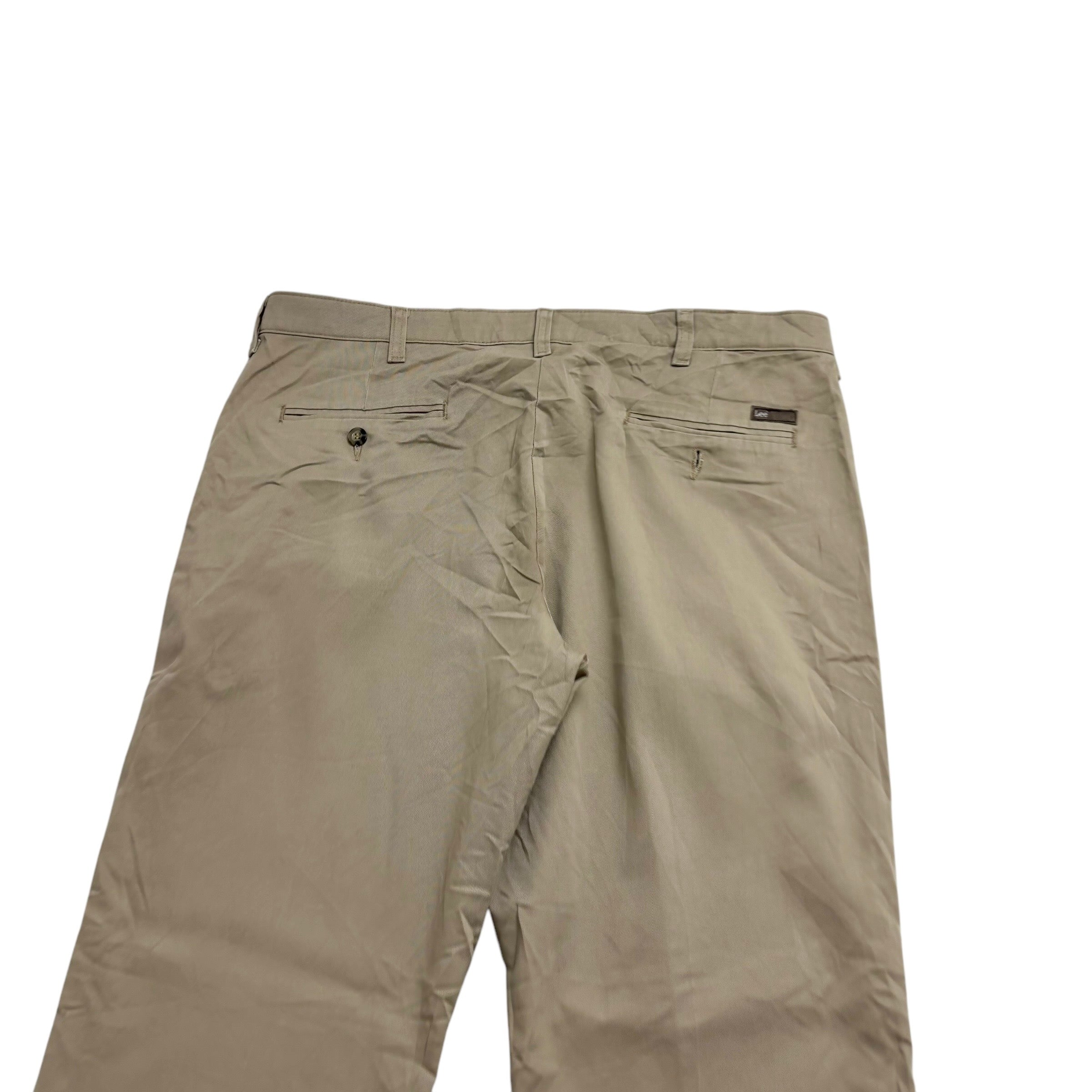 Lee Trousers W36 L32 Mens Beige Tan Relaxed Straight Fit Stretch Pants