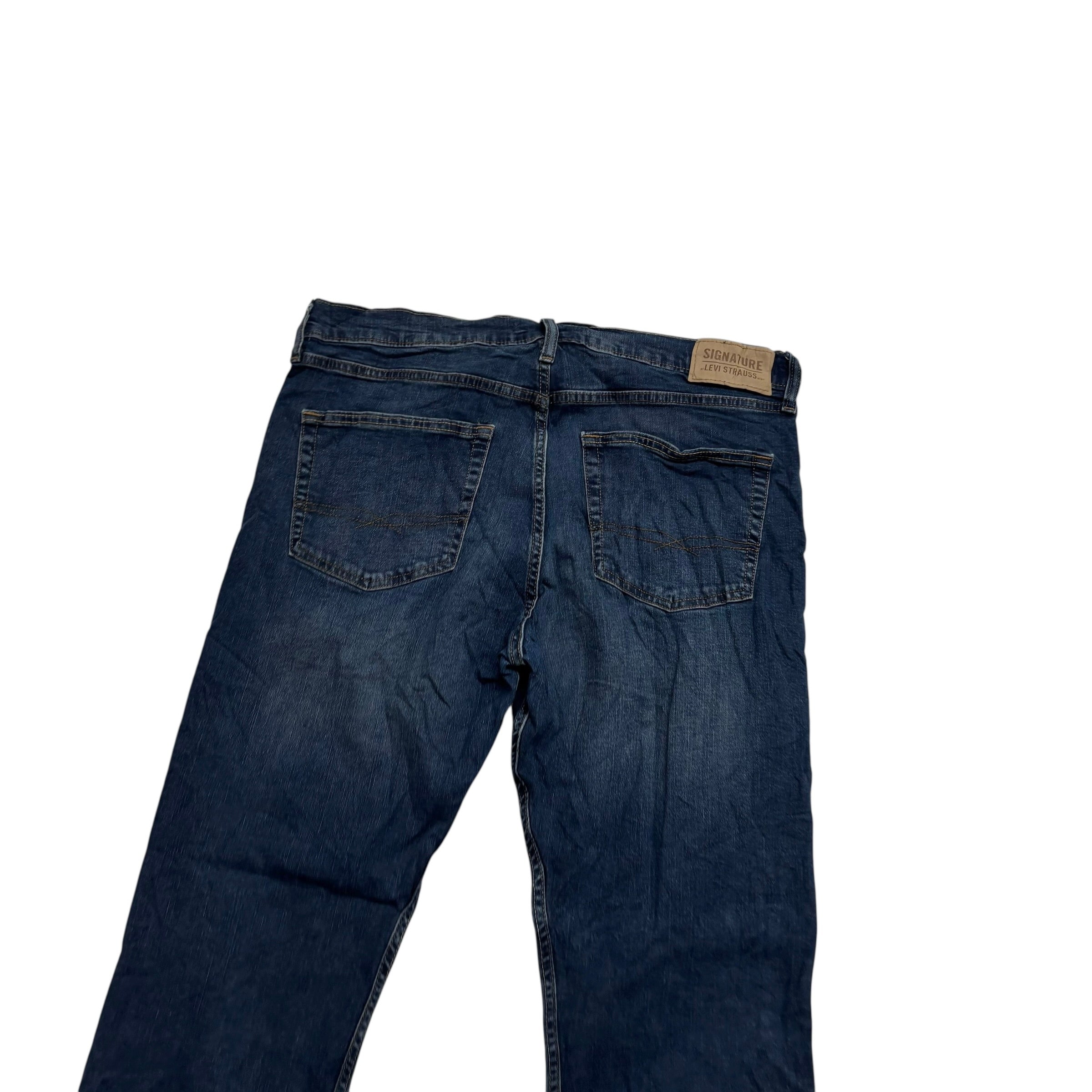 Levis Signature Jeans W36 L30 Mens Dark Blue Regular Straight Stretch Denim (E)