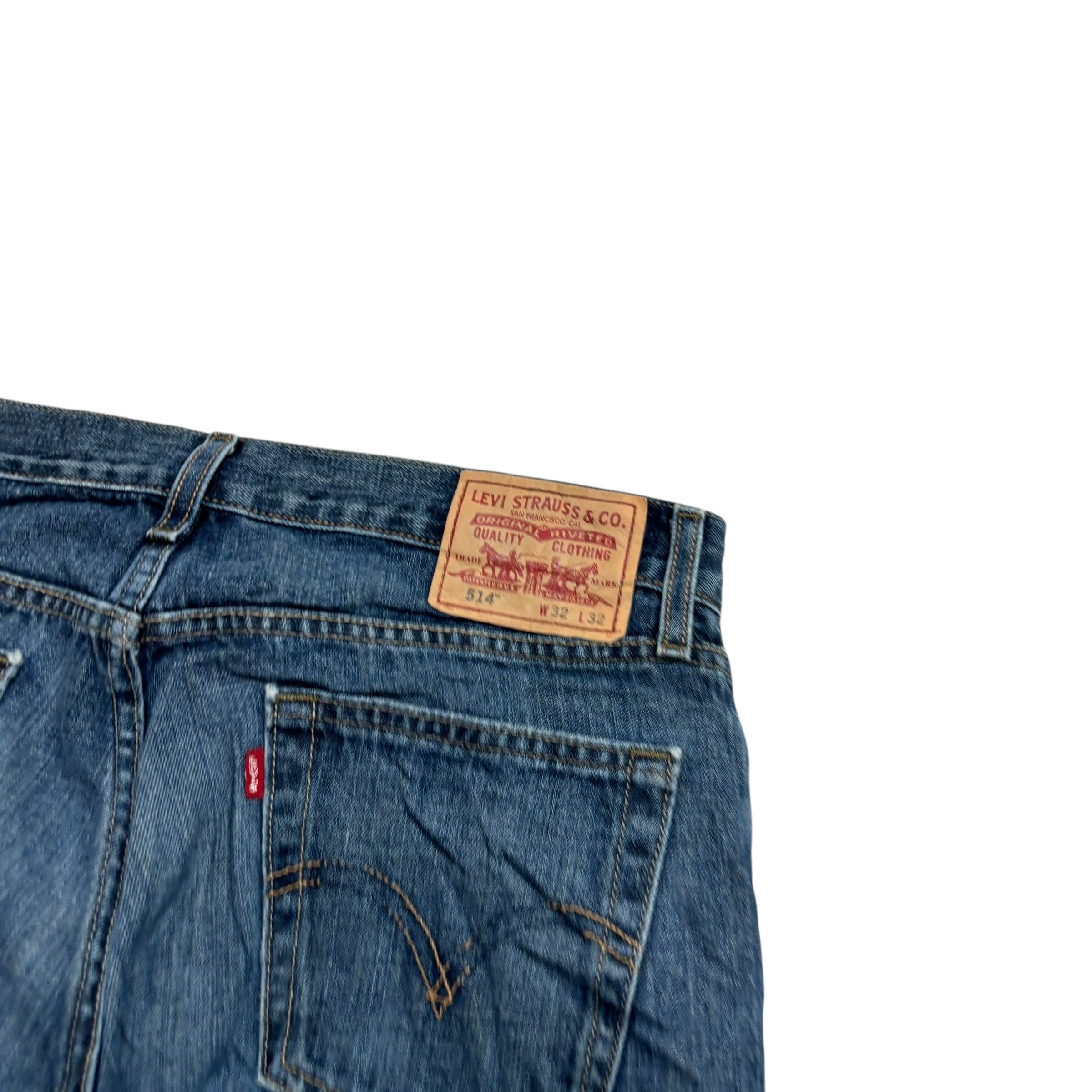 Levis 514 Jeans W32 L32 Mens Dark Blue Regular Straight Fit Vintage Denim