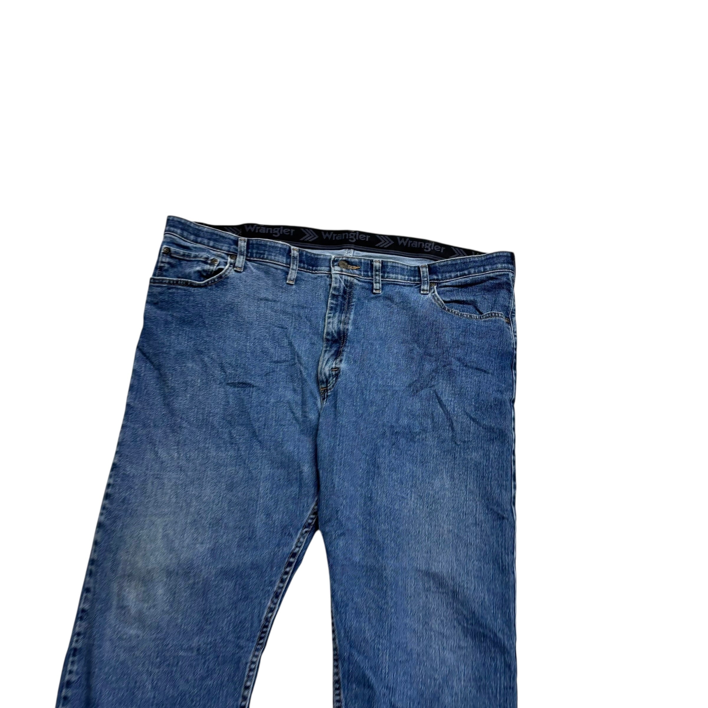 Wrangler Jeans W44 L25 Mens Mid Blue Regular Straight Fit Stretch Denim