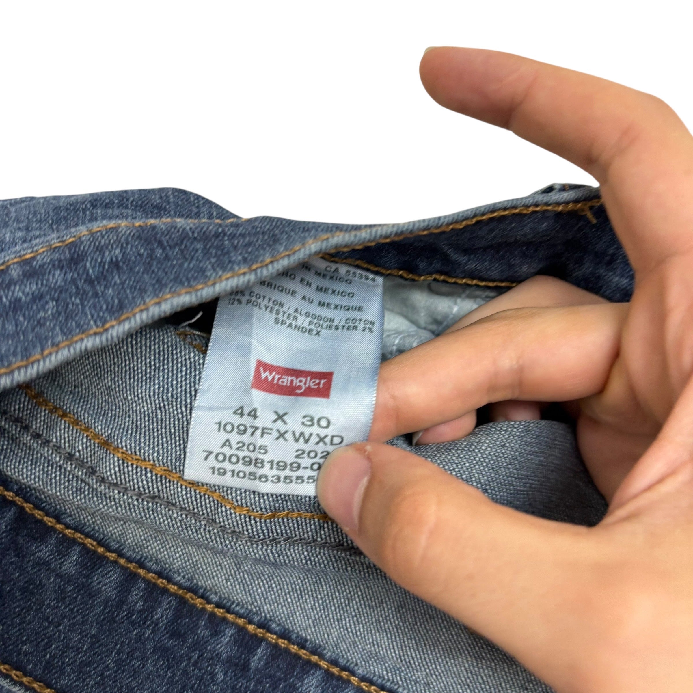 Wrangler Jeans W44 L30 Mens Dark Blue Relaxed Straight Fit Stretch Denim (E)