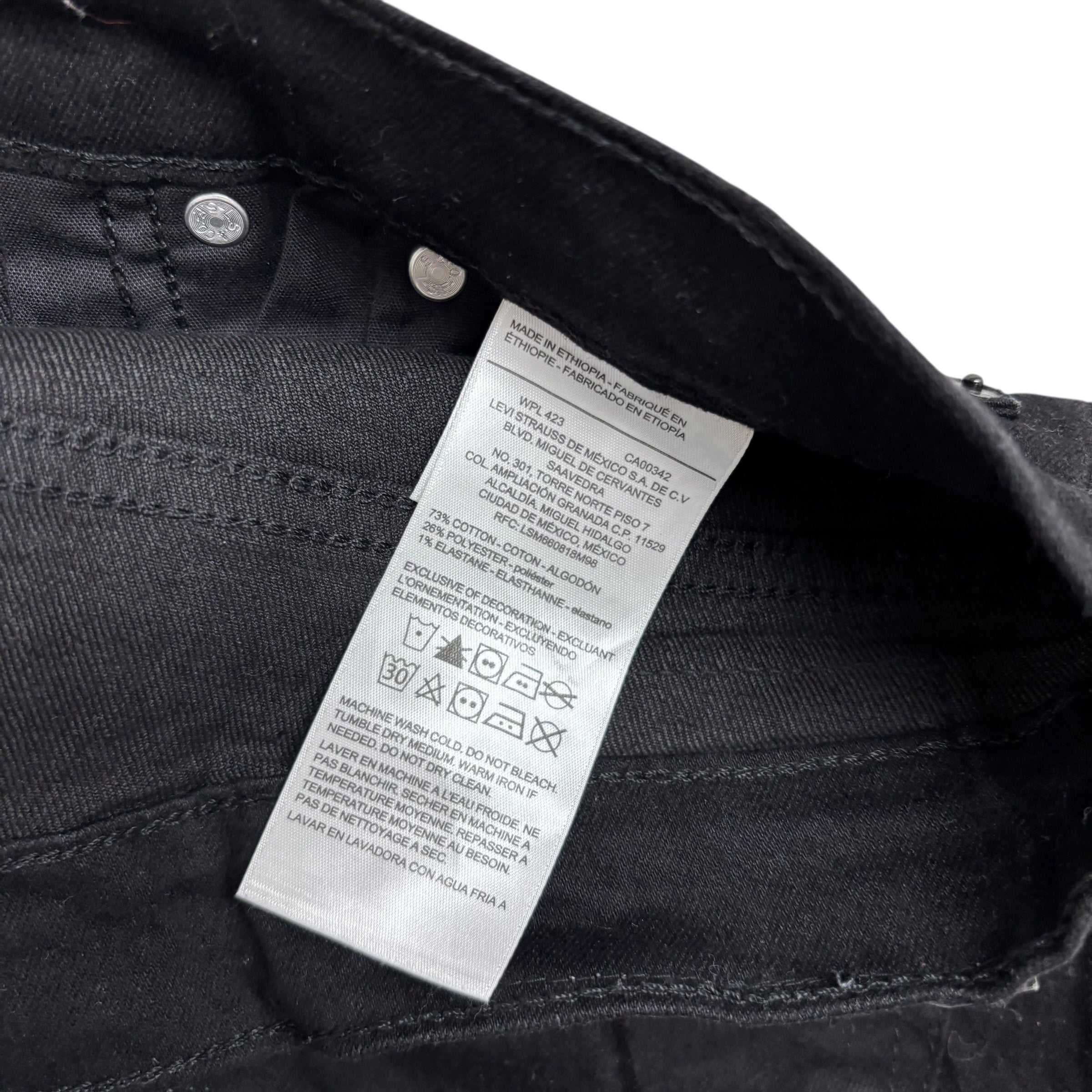 Levis Signature Jeans W34 L30 Mens Black Slim Fit Stretch Denim (E)