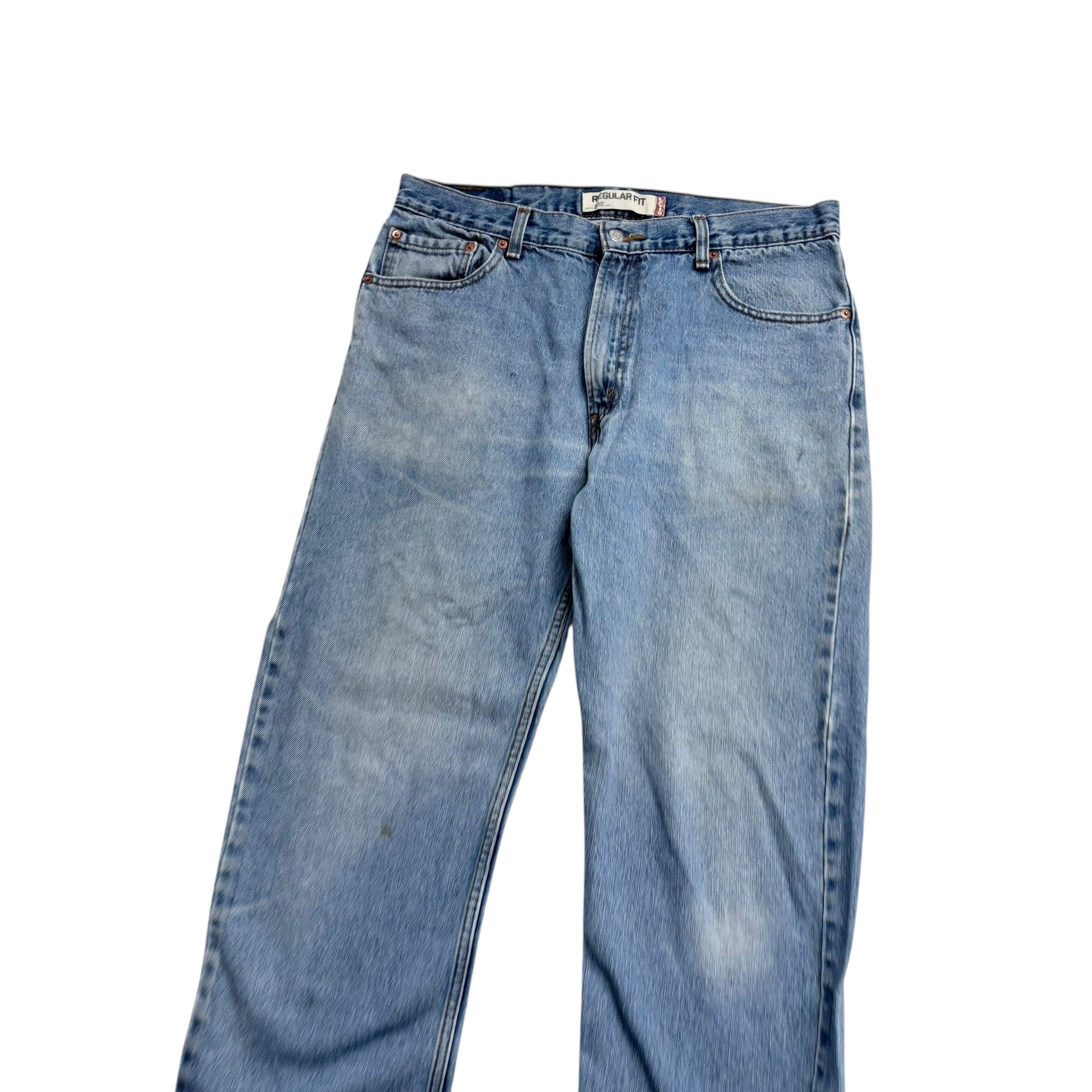 Levis 505 Jeans W35 L34 Mens Light Blue Regular Straight Fit Vintage Denim (F)