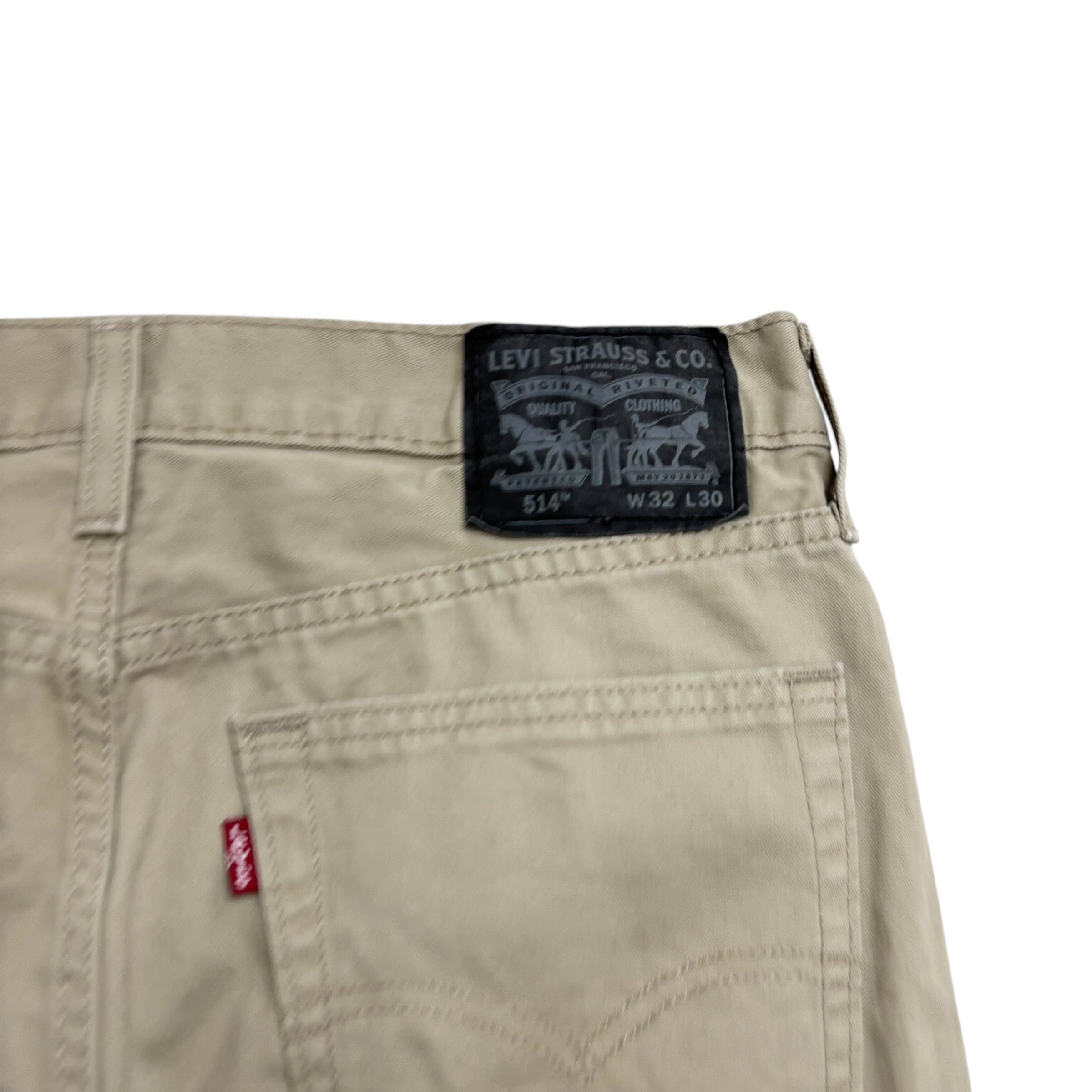 Levis 514 Trousers W32 L30 Mens Cream Regular Straight Fit Cotton Pants (E)
