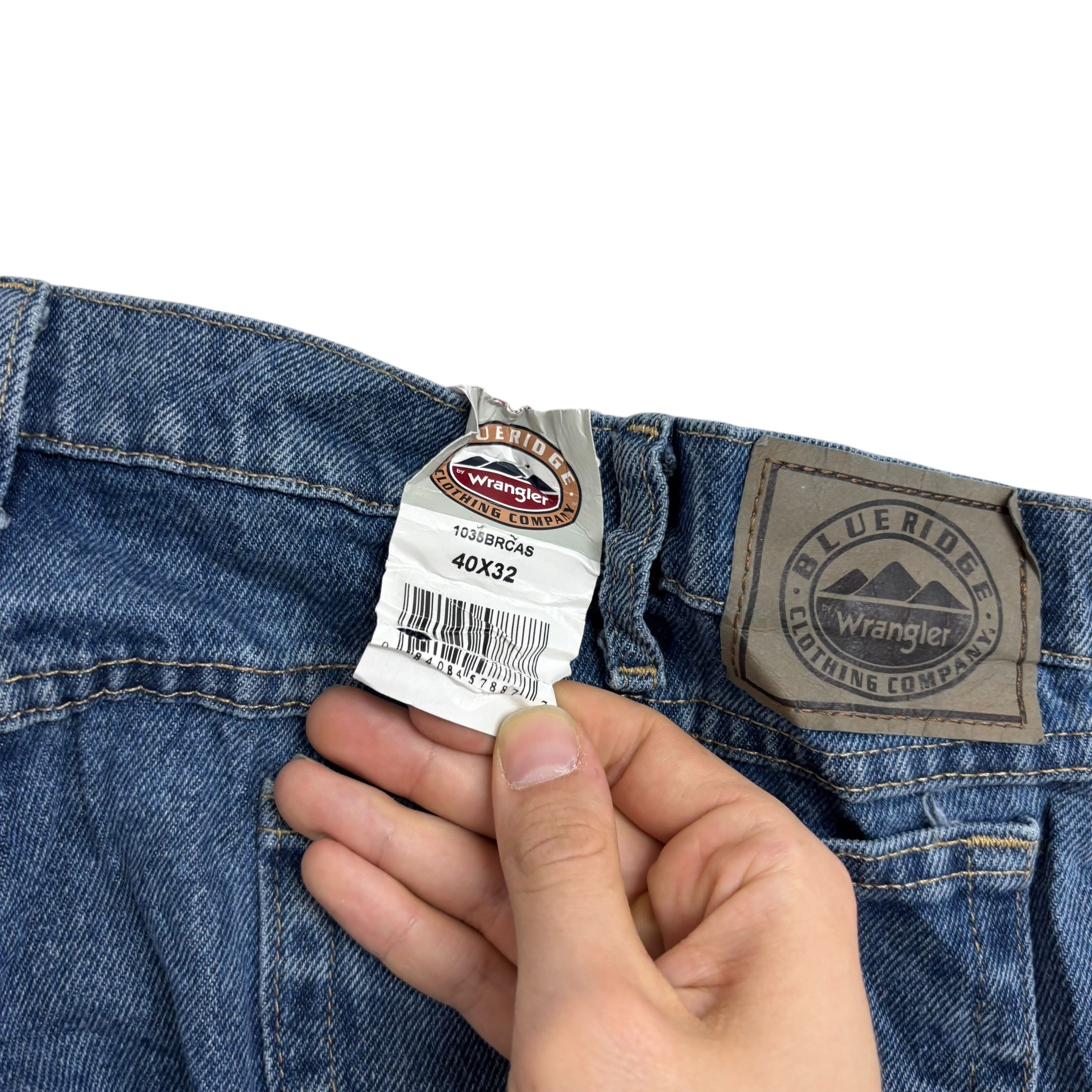 Wrangler Jeans W40 L32 Mens Mid Blue Regular Straight Fit Denim (E)