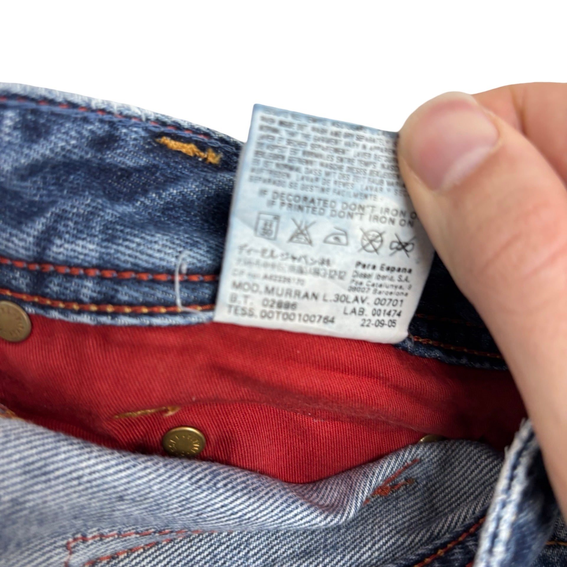 Diesel Murran Jeans W31 L31 Mens Mid Blue Regular Straight Fit Denim