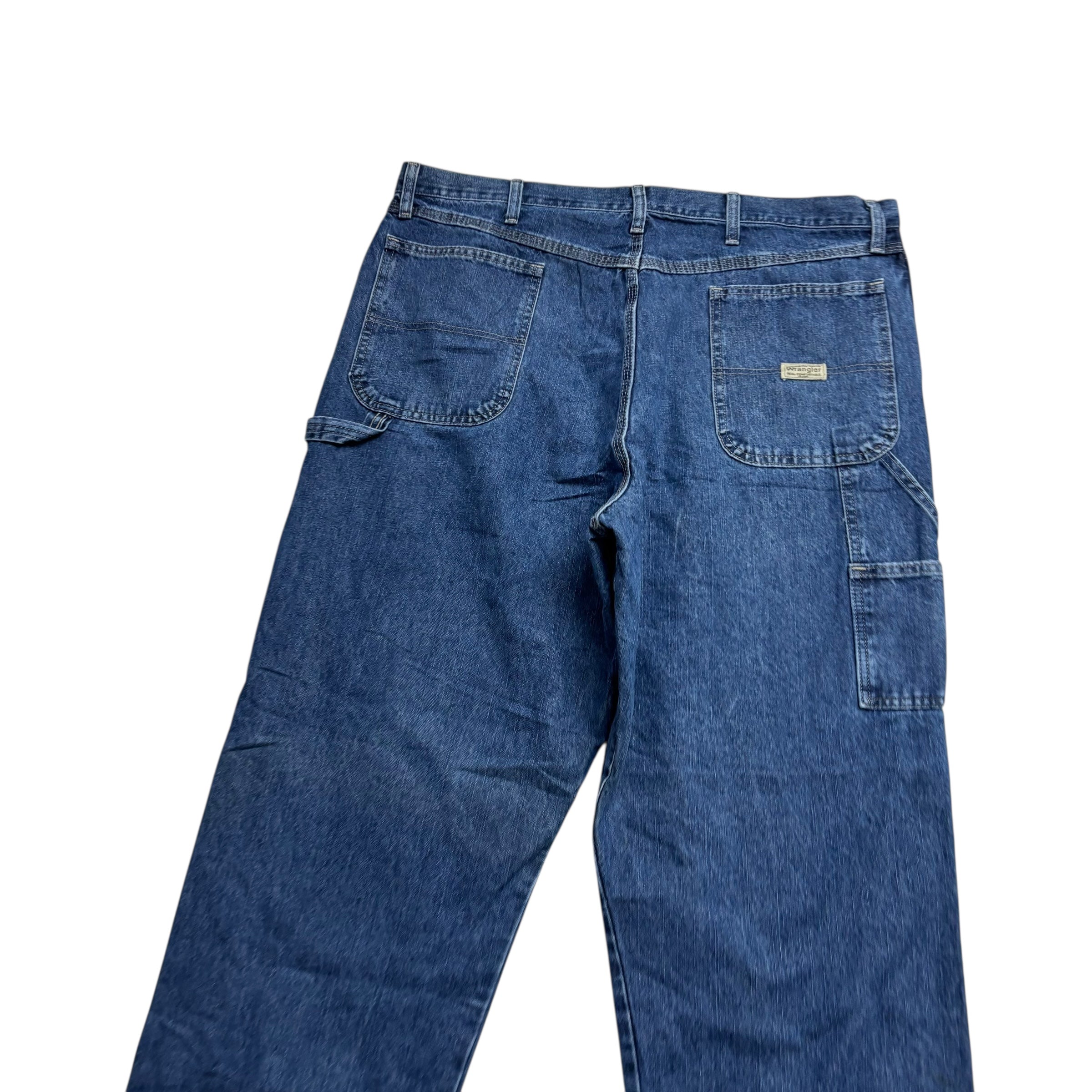 Wrangler Carpenter Jeans W40 L33 Mens Mid Blue Relaxed Baggy Straight Denim (E)