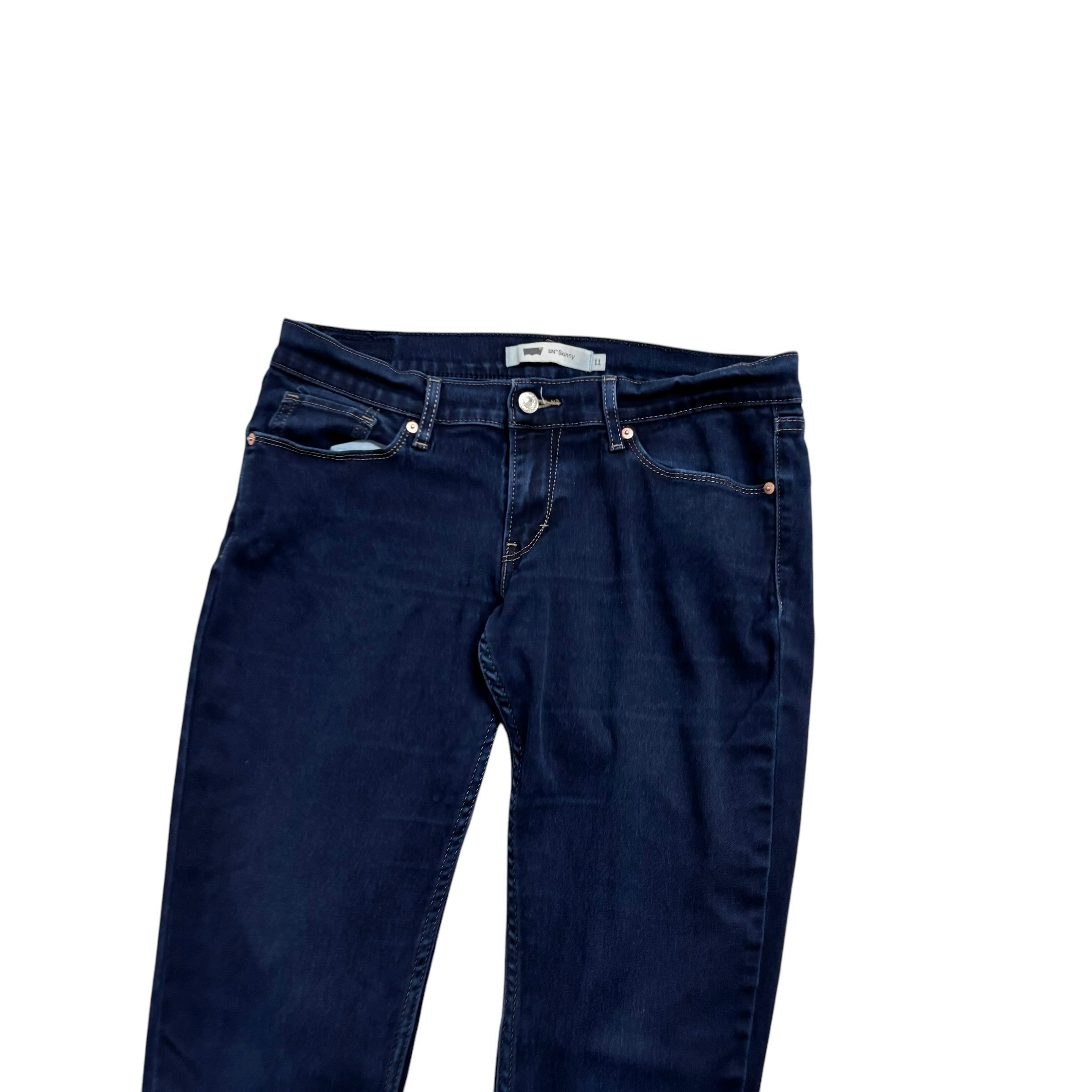 Levis 524 Jeans W30 L32 Womens Dark Blue Skinny Fit Stretch Denim (E)