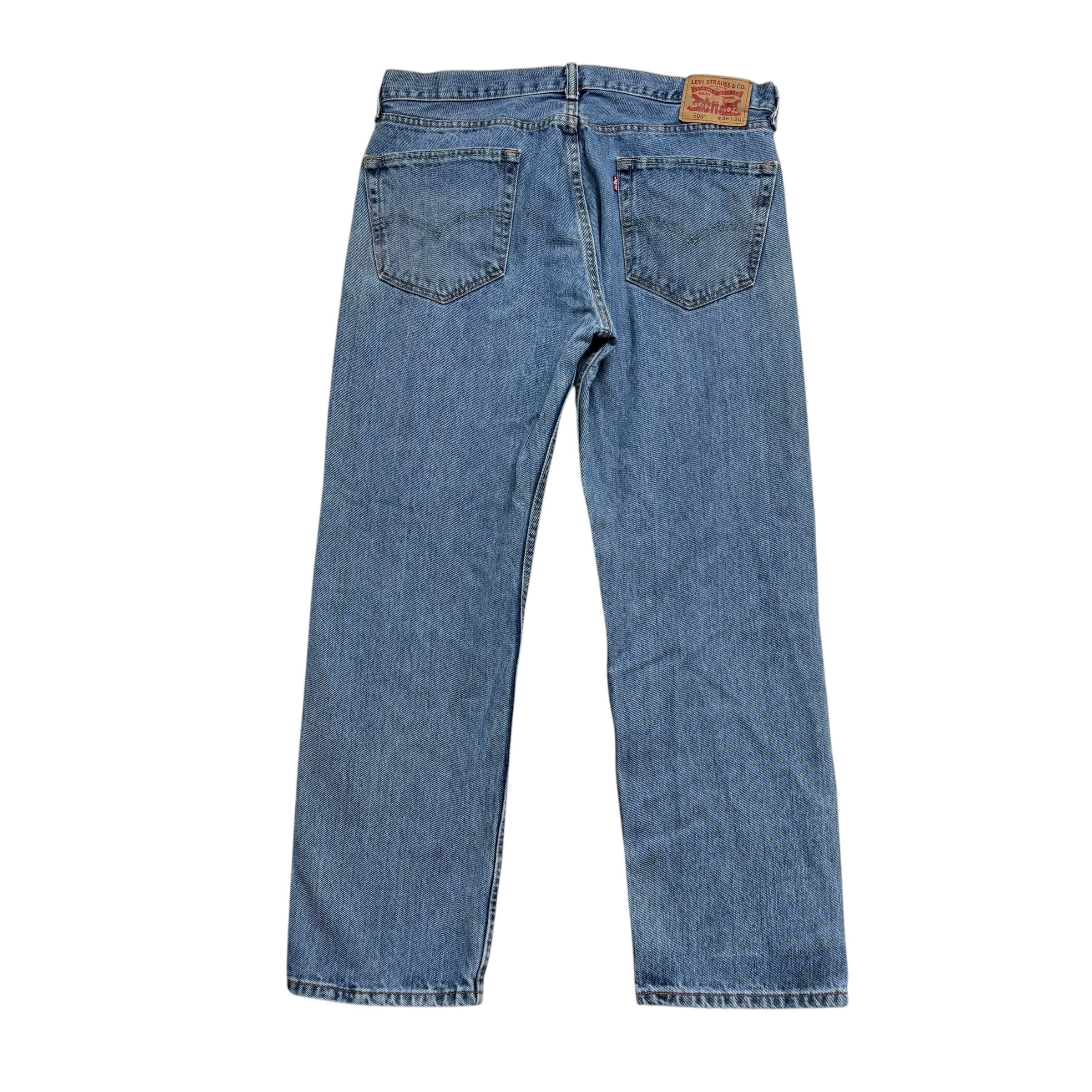 Levis 505 Jeans W36 L30 Mens Light Blue Regular Straight Fit Denim