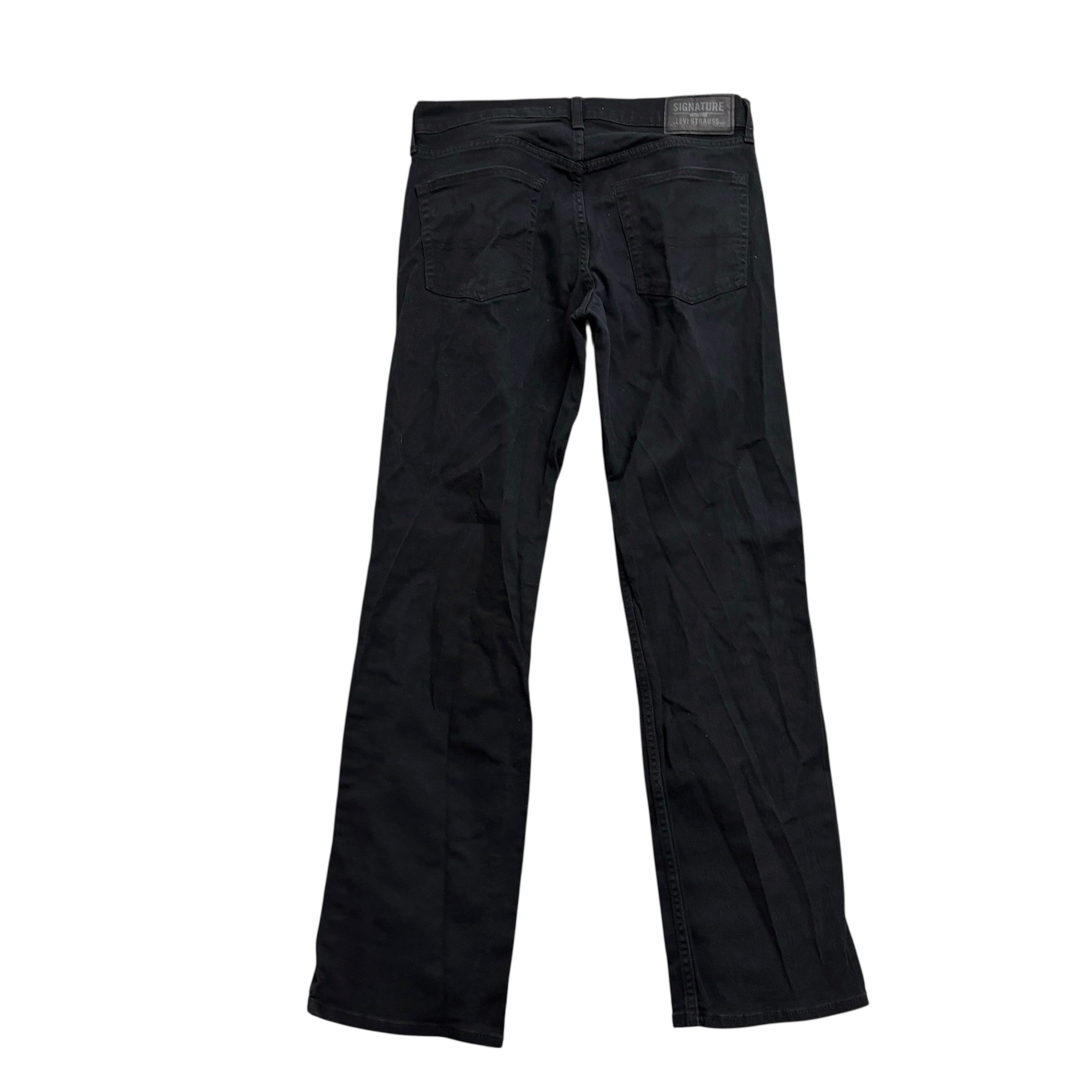 Levis Signature Jeans W32 L32 Mens Black Relaxed Straight Stretch Denim (E)