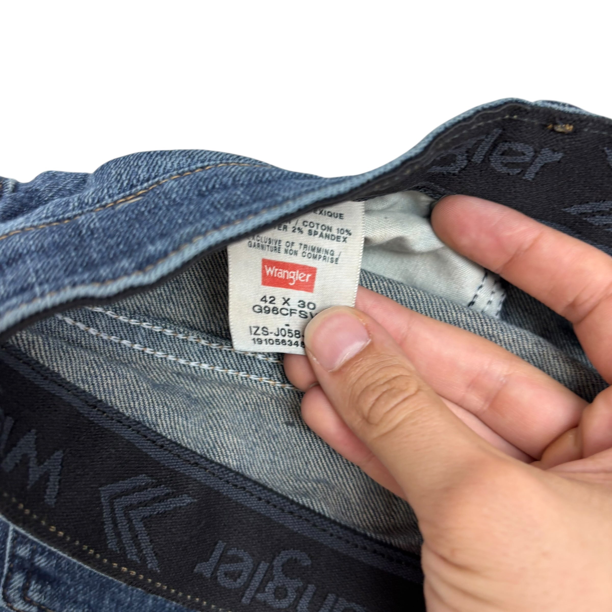 Wrangler Jeans W42 L30 Mens Dark Blue Regular Straight Fit Stretch Denim