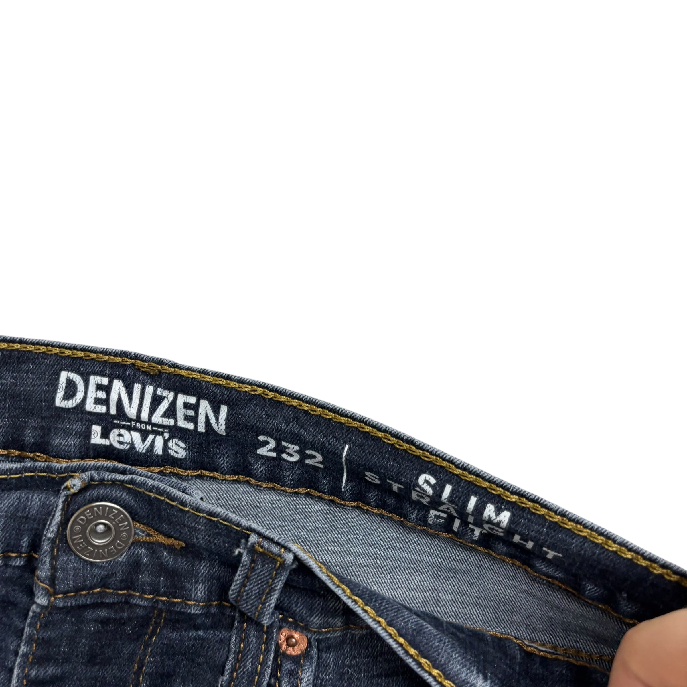 Levis Denizen Jeans W33 L32 Mens Dark Blue Slim Straight Fit Stretch Denim