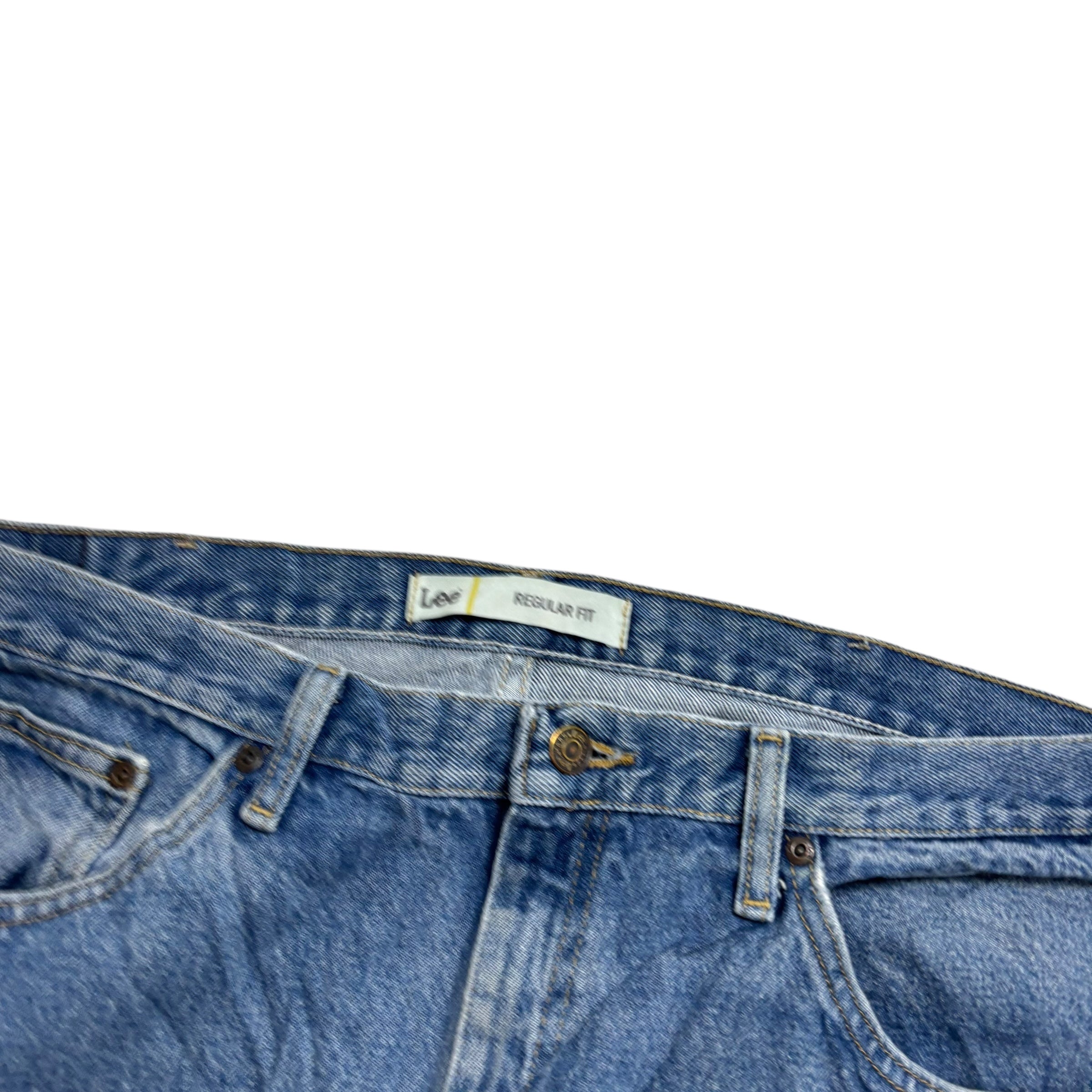 Lee Jeans W40 L30 Mens Mid Blue Regular Straight Fit Vintage Denim