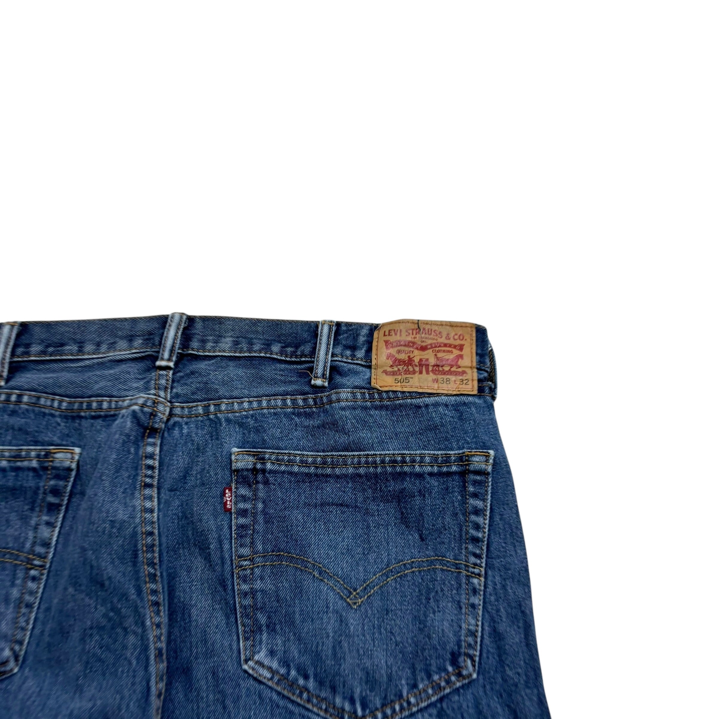 Levis 505 Jeans W38 L32 Mens Mid Blue Regular Straight Fit Denim