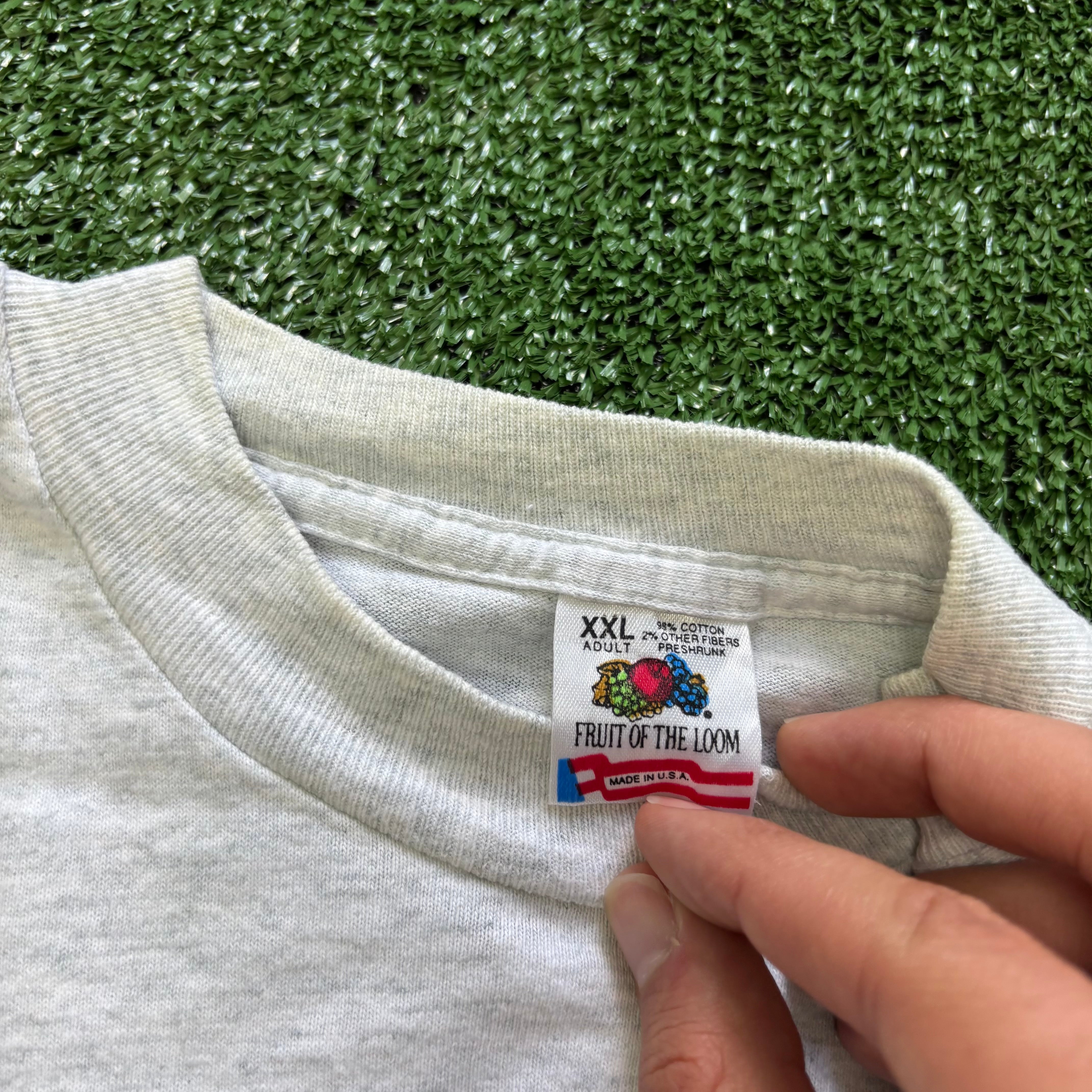 Vintage T Shirt Mens XXL Grey Single Stitch Graphic Print 90s USA (E)