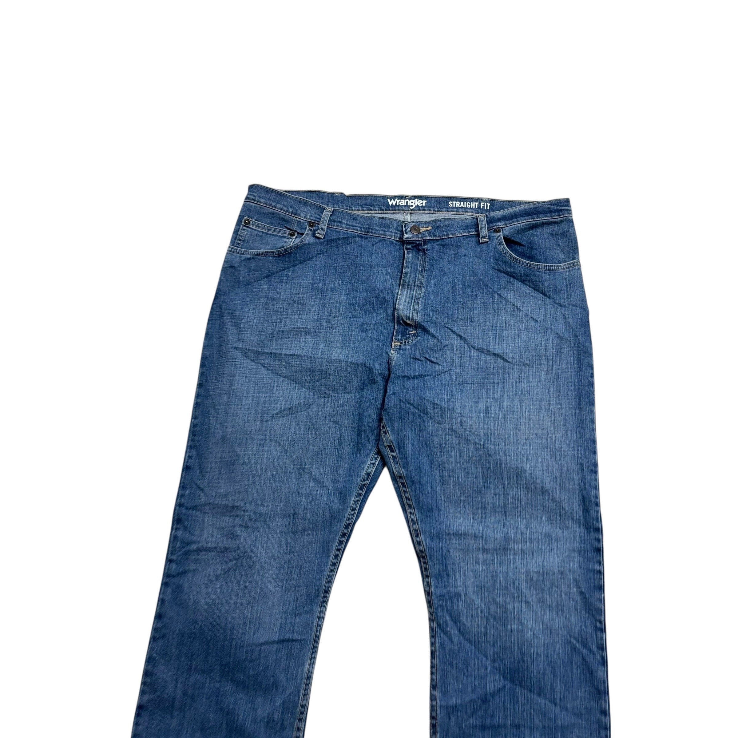 Wrangler Jeans W42 L30 Mens Mid Blue Regular Straight Fit Stretch Denim (E)