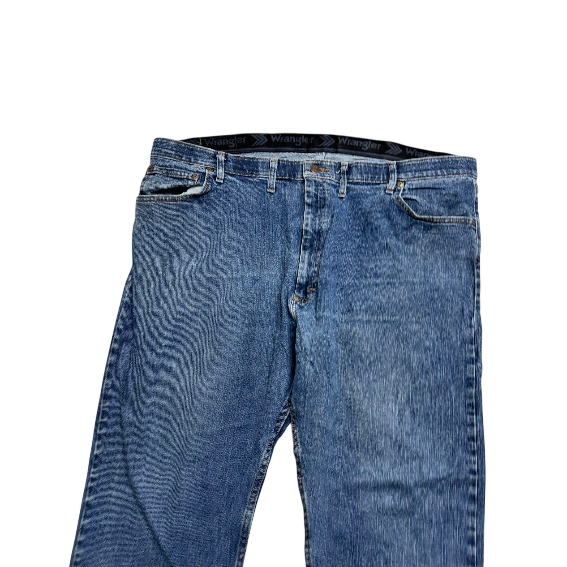 Wrangler Jeans W44 L30 Mens Mid Blue Regular Straight Fit Stretch Denim