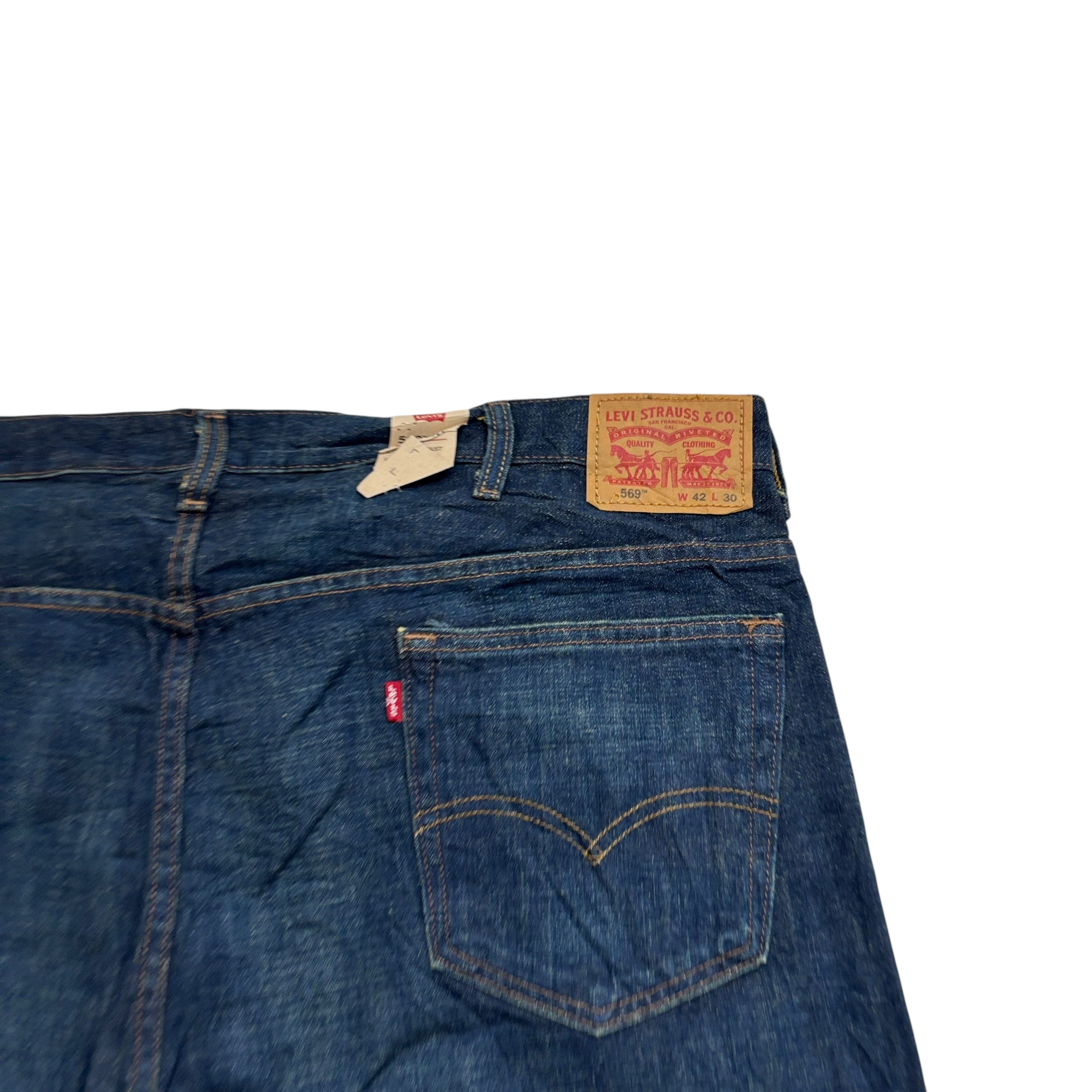 Levis 569 Jeans W44 L30 Mens Dark Blue Baggy Relaxed Straight Fit Denim (E)