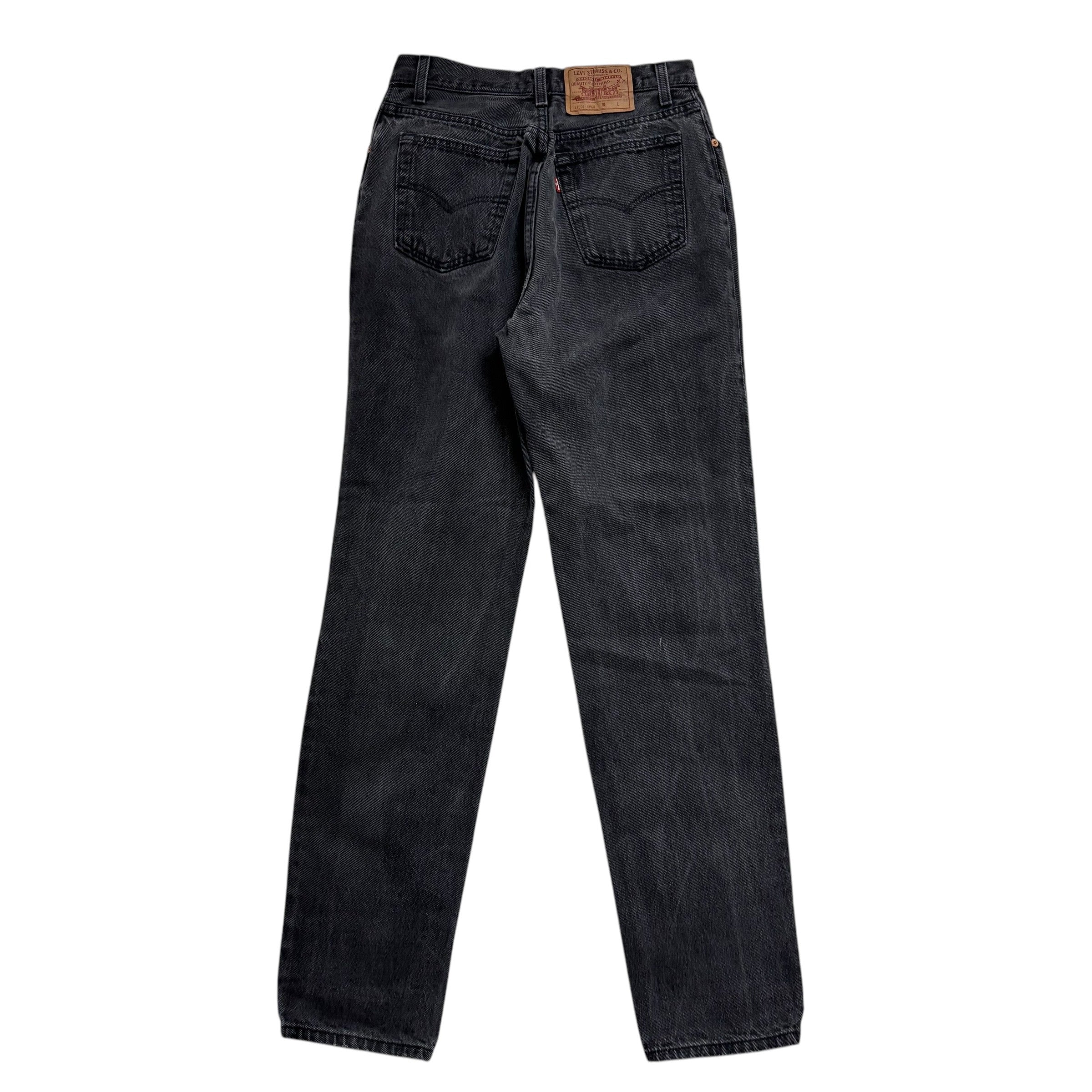 Levis 501 Jeans W26 L32 Womens Black Tapered Fit Made In USA Vintage Denim