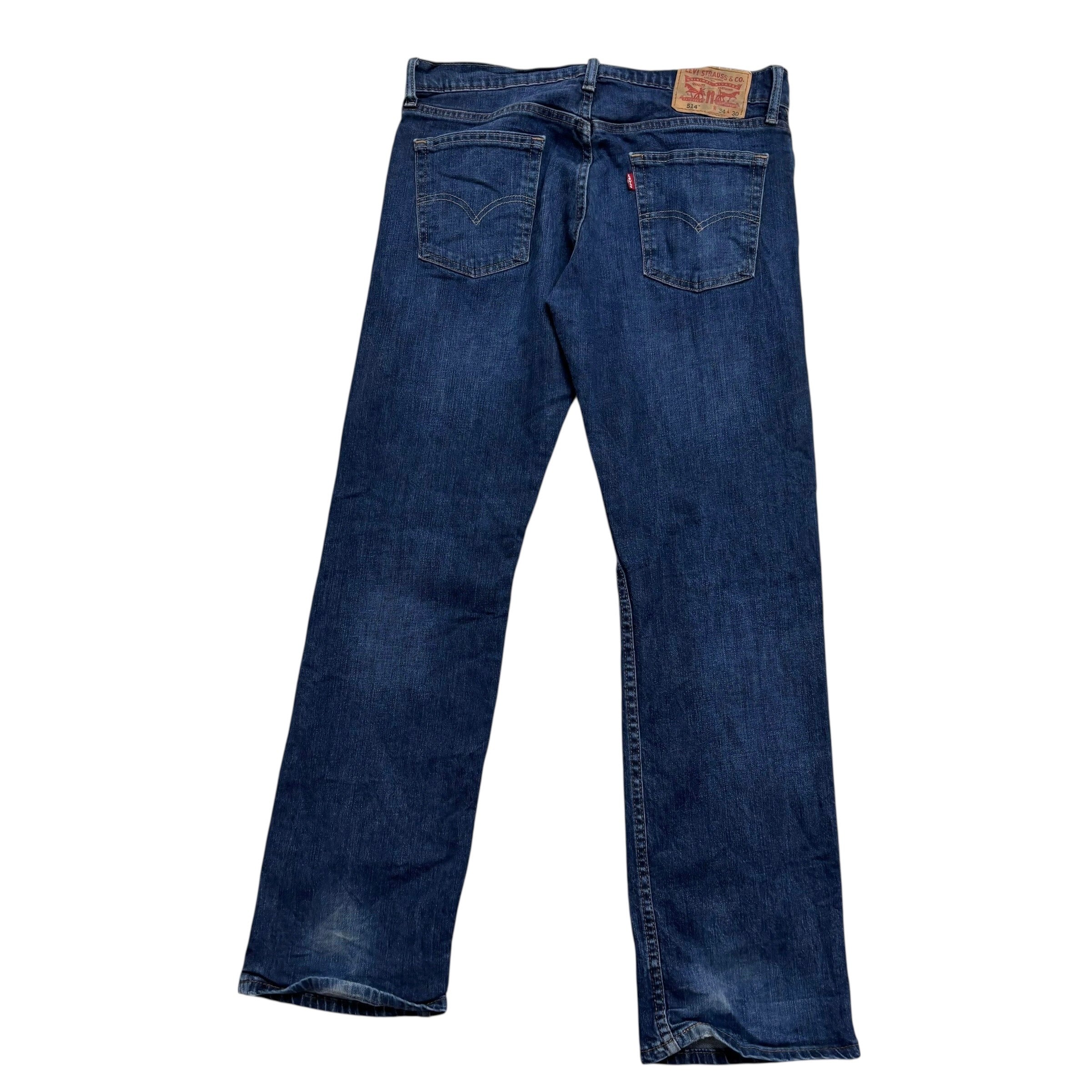 Levis 514 Jeans W34 L30 Mens Dark Blue Regular Straight Fit Stretch Denim