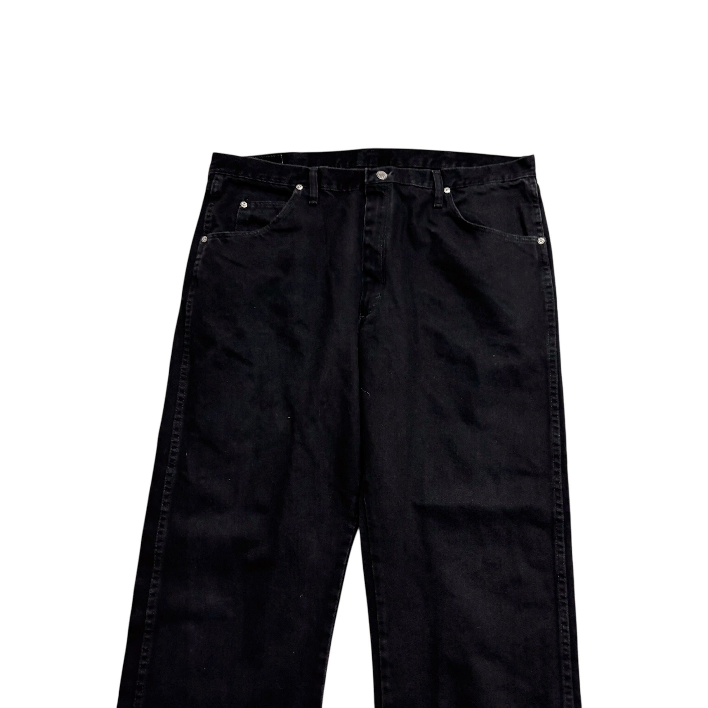 Wrangler Jeans W40 L30 Mens Black Regular Straight Fit Vintage Denim (E)
