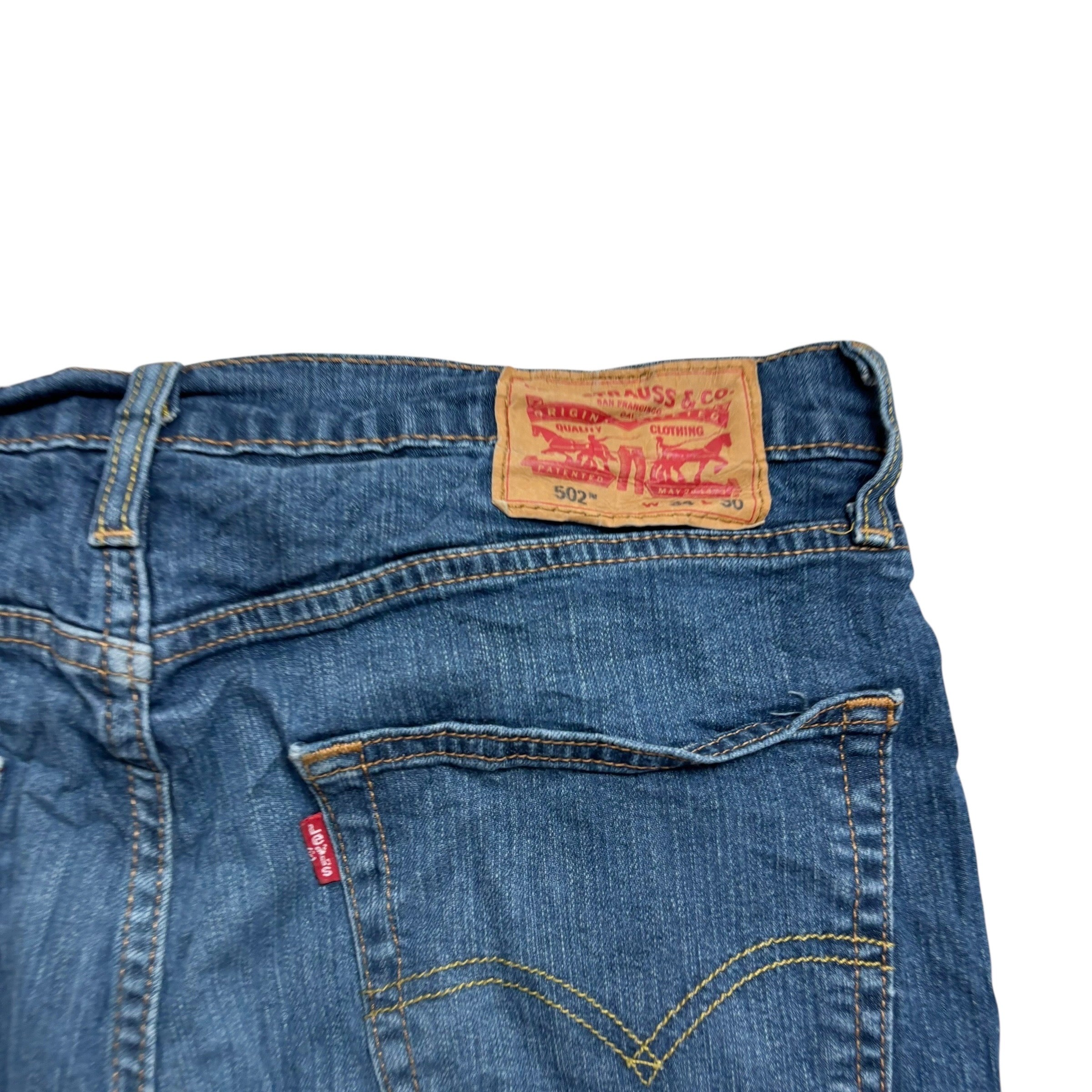 Levis 502 Jeans W34 L29 Mens Dark Blue Regular Tapered Fit Stretch Denim (E)