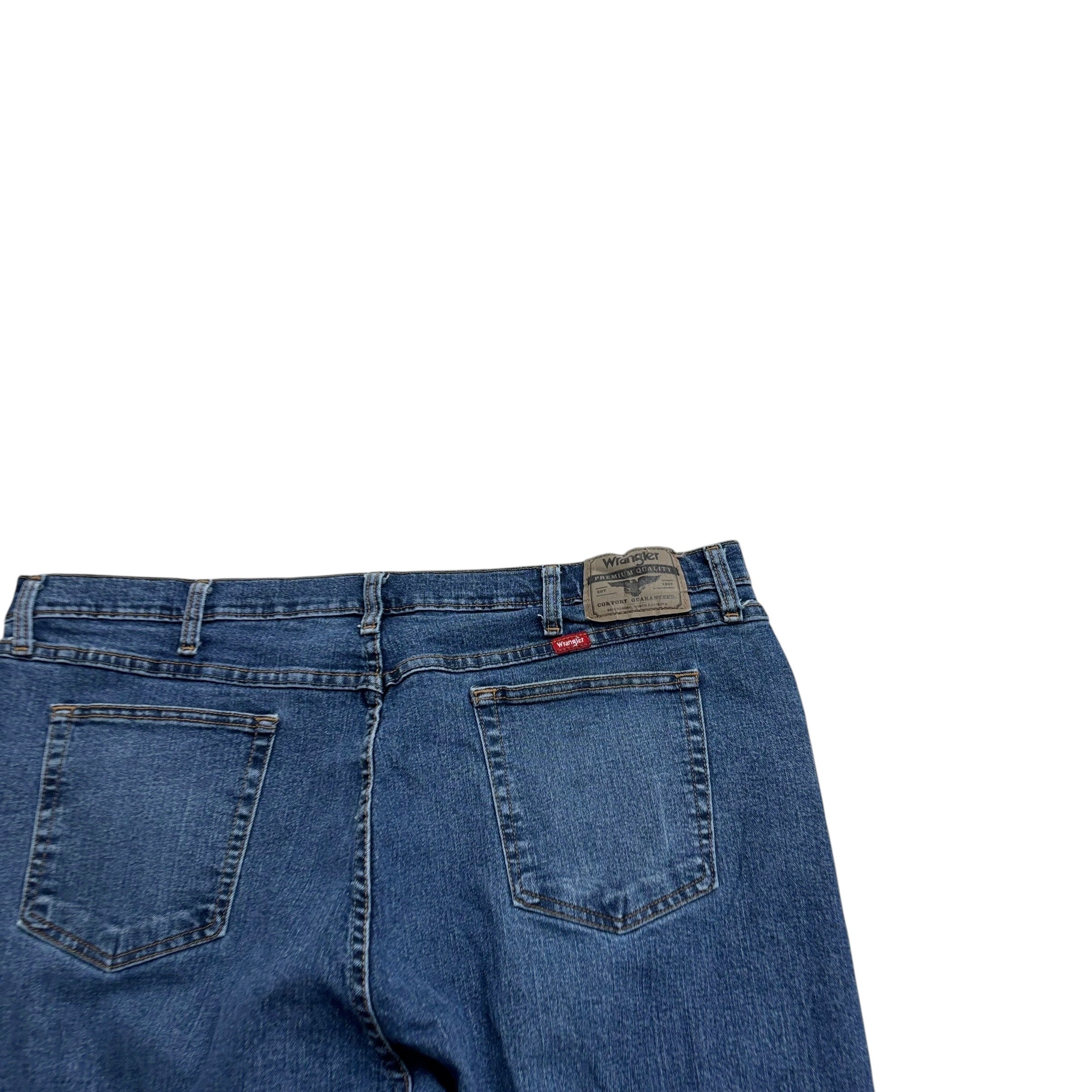 Wrangler Jeans W42 L30 Mens Dark Blue Relaxed Straight Fit Stretch Denim (F)