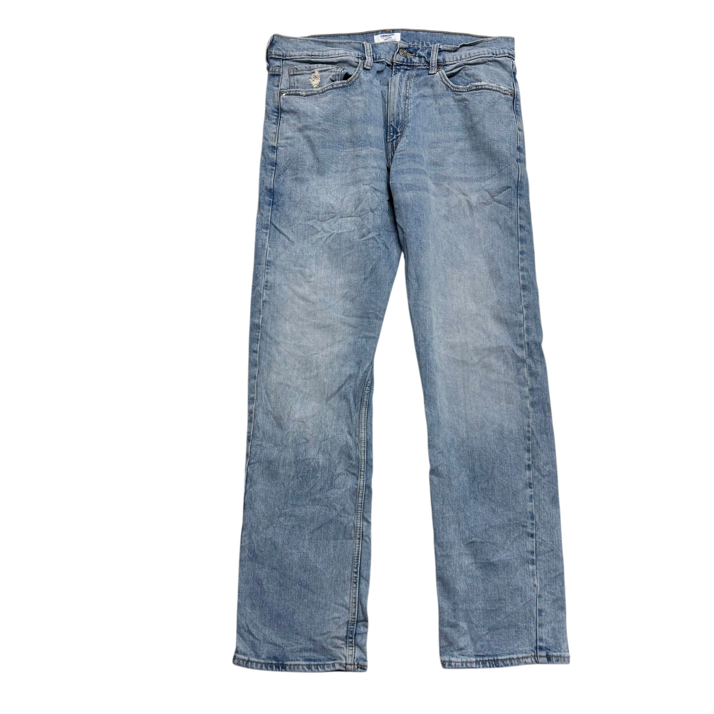 Levis Denizen Jeans W36 L32 Mens Light Blue Slim Straight Fit Stretch Denim