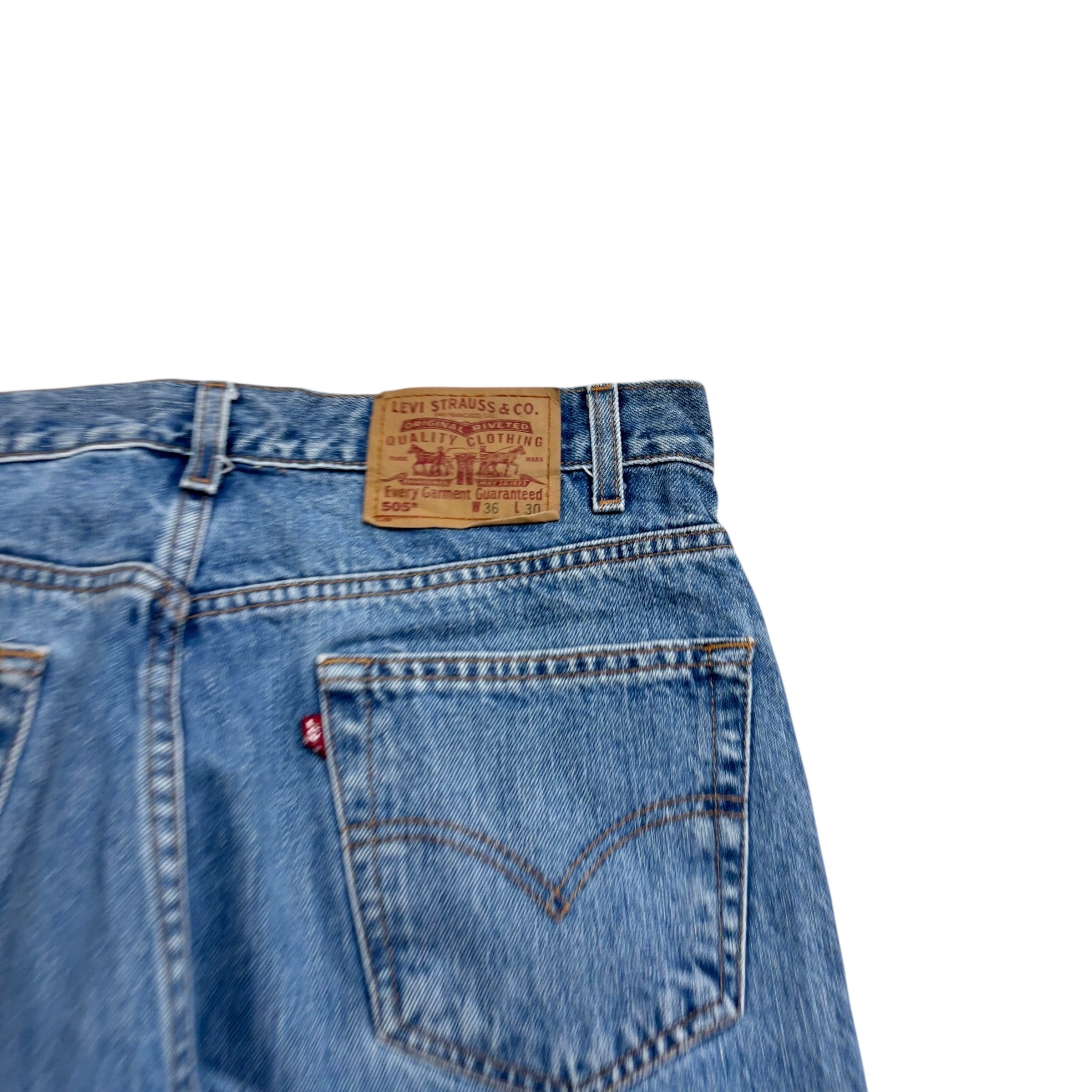 Levis 505 Jeans W36 L29 Mens Mid Blue Regular Straight Fit Vintage Denim
