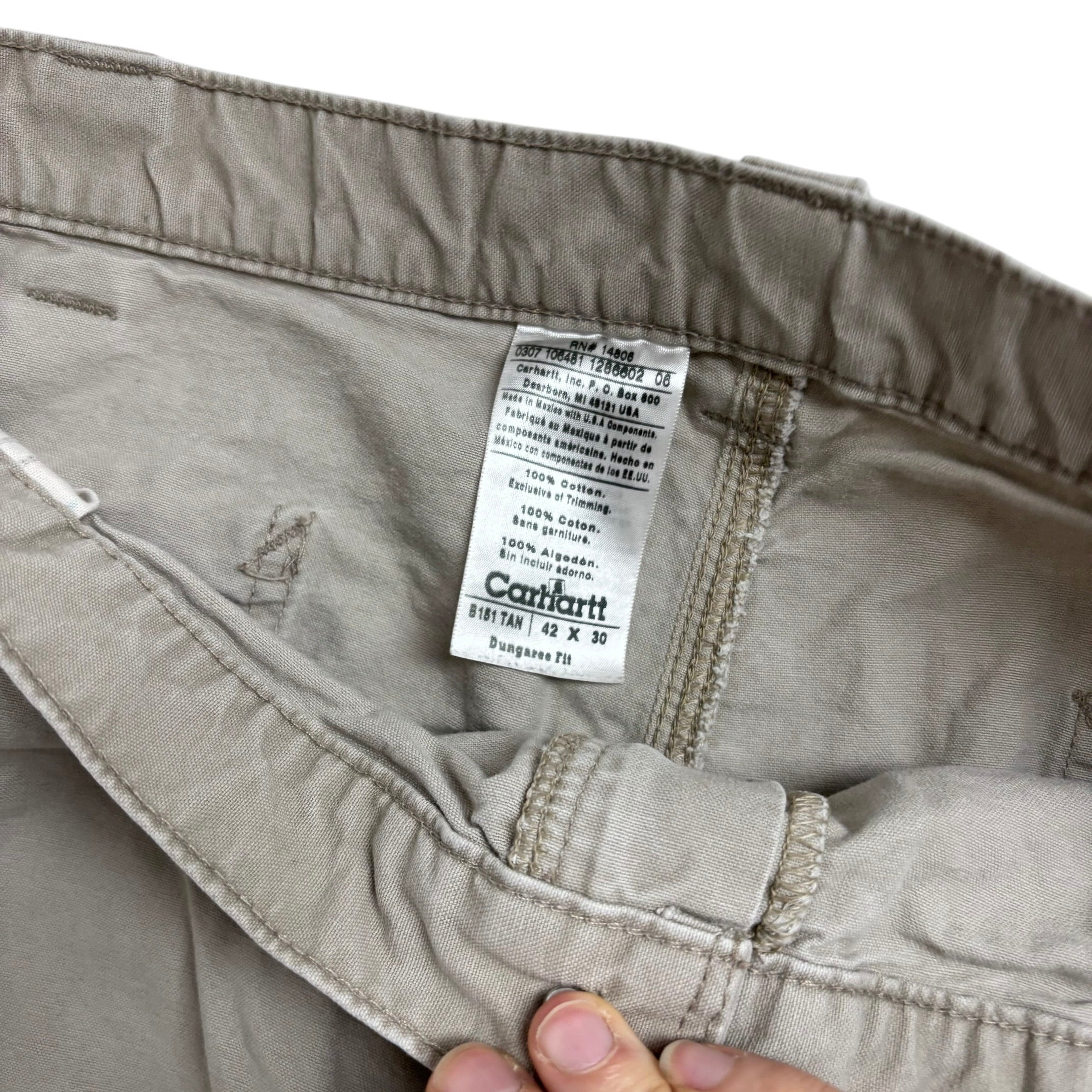 Carhartt Carpenter Pants W42 L30 Mens Cream Relaxed Baggy Straight Fit Trousers