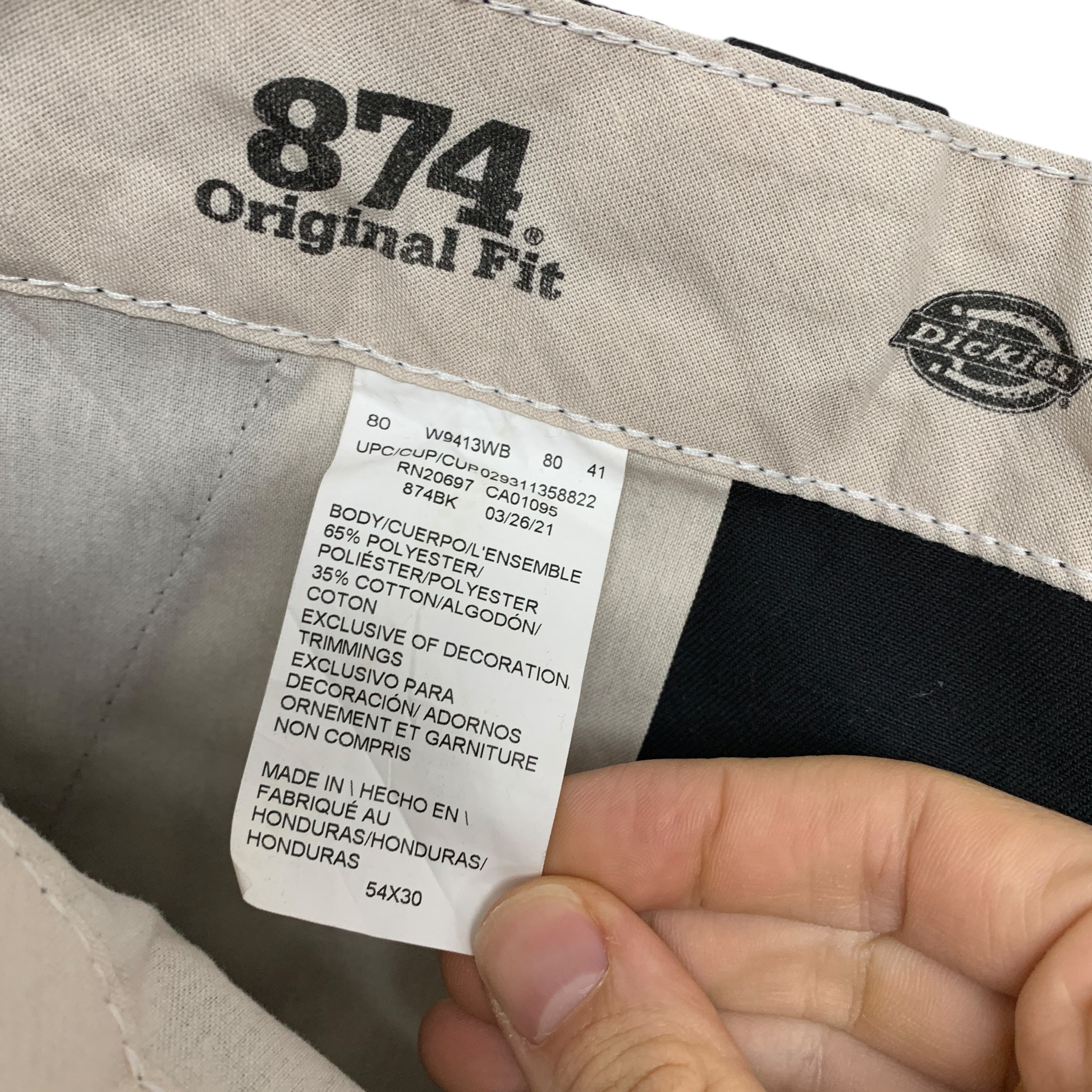 Dickies 874 Trousers W54 L30 Mens Black Pants Original Straight Fit Workwear