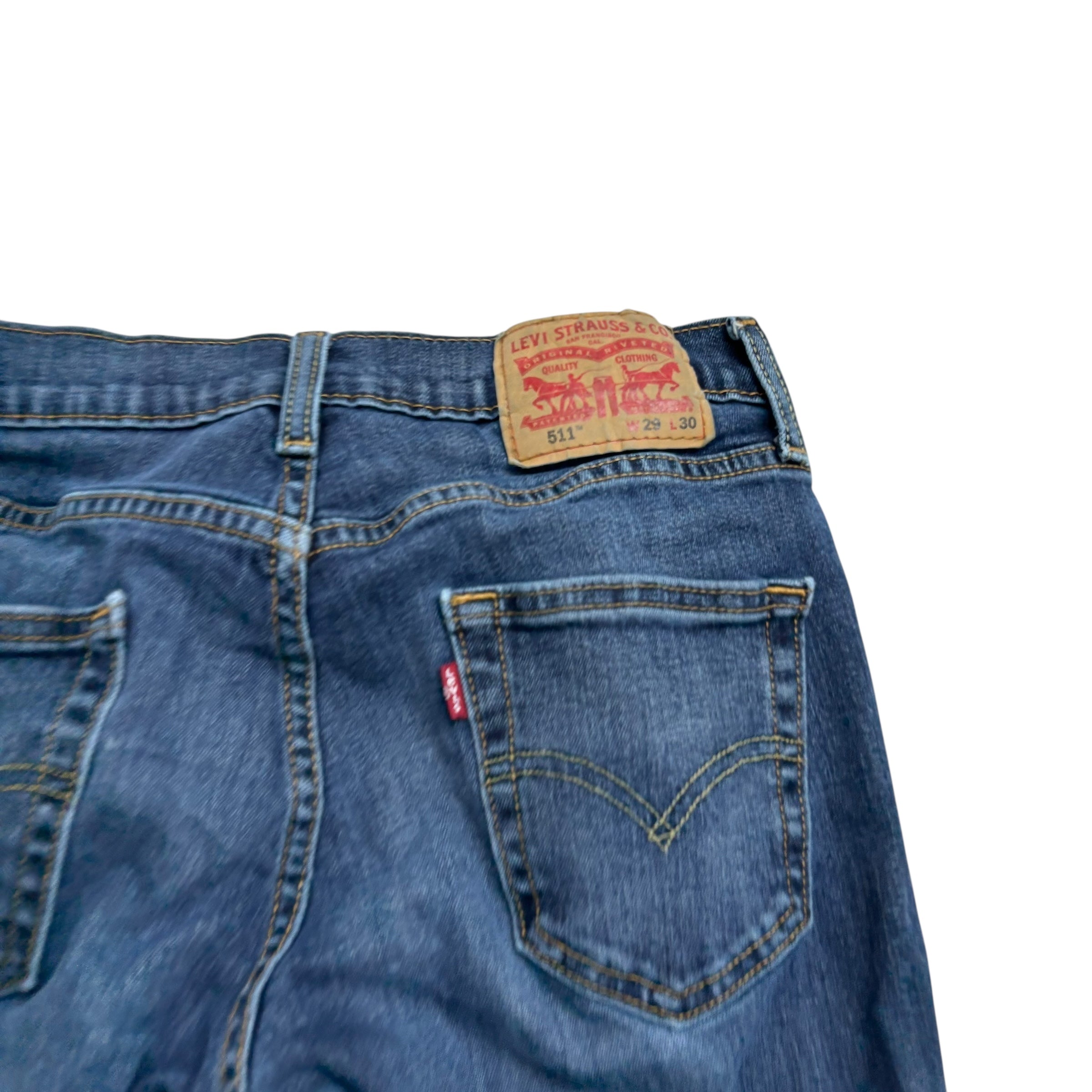 Levis 511 Jeans W28 L30 Mens Mid Blue Slim Fit Stretch Denim (F)