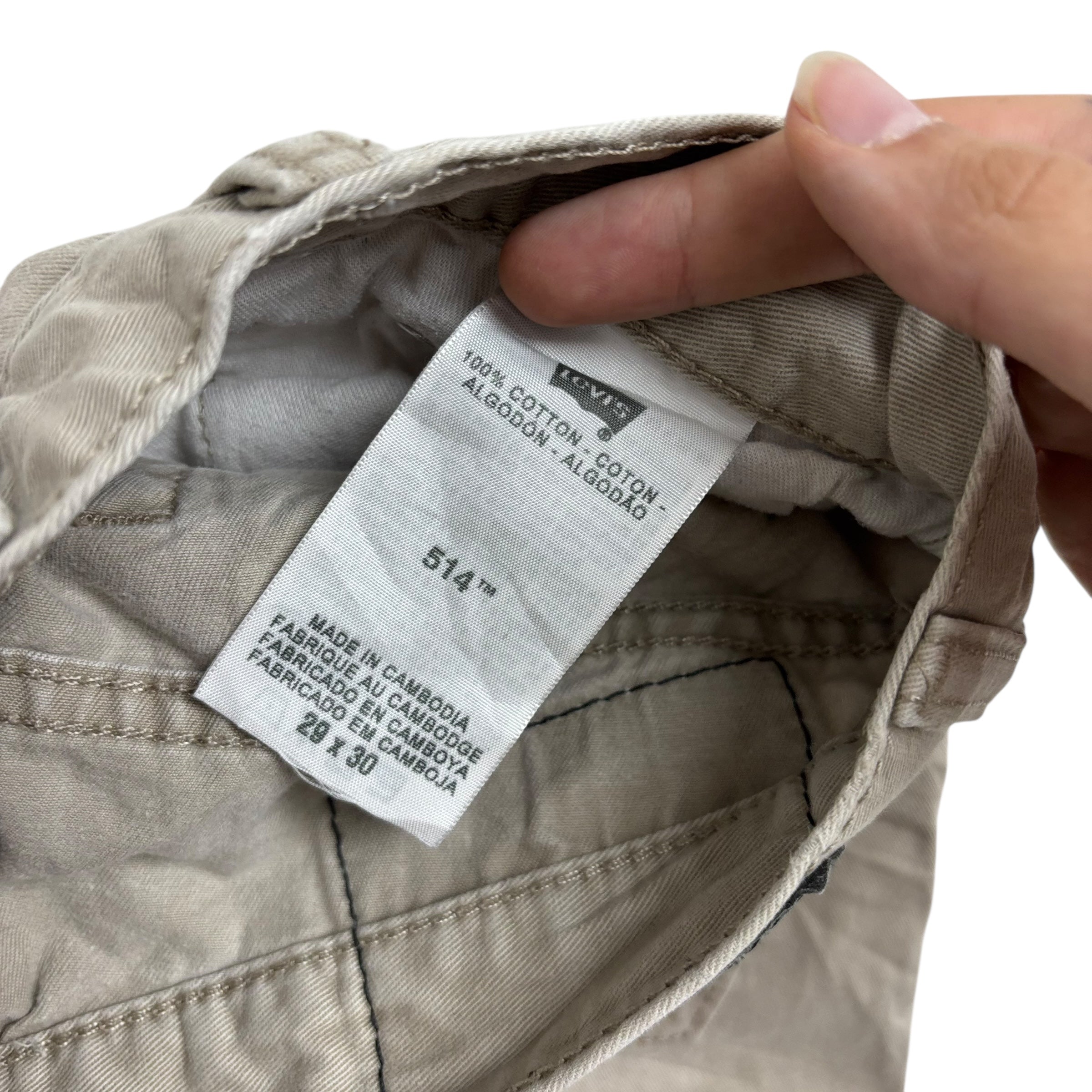 Levis 514 Trousers W29 L30 Mens Cream Regular Straight Fit Vintage Pants (E)