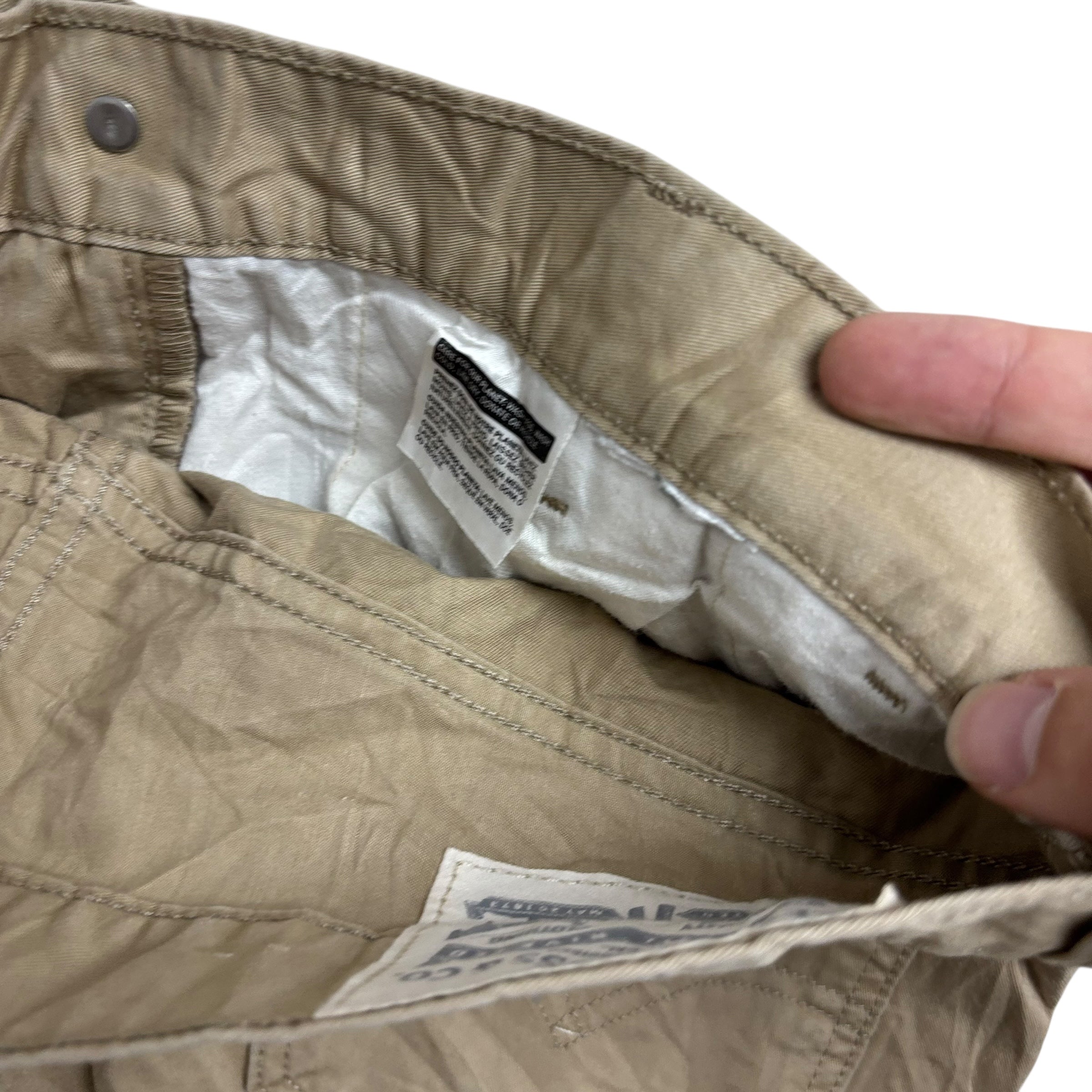 Levis Chino Trousers W34 L30 Mens Beige Regular Tapered Fit Pants (E)