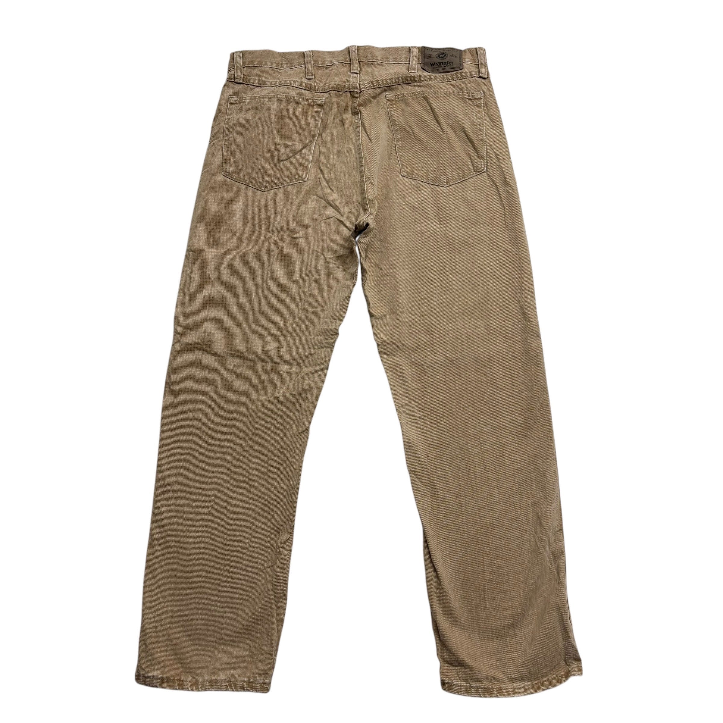 Wrangler Jeans W36 L30 Mens Tan Regular Straight Fit Vintage Denim (E)