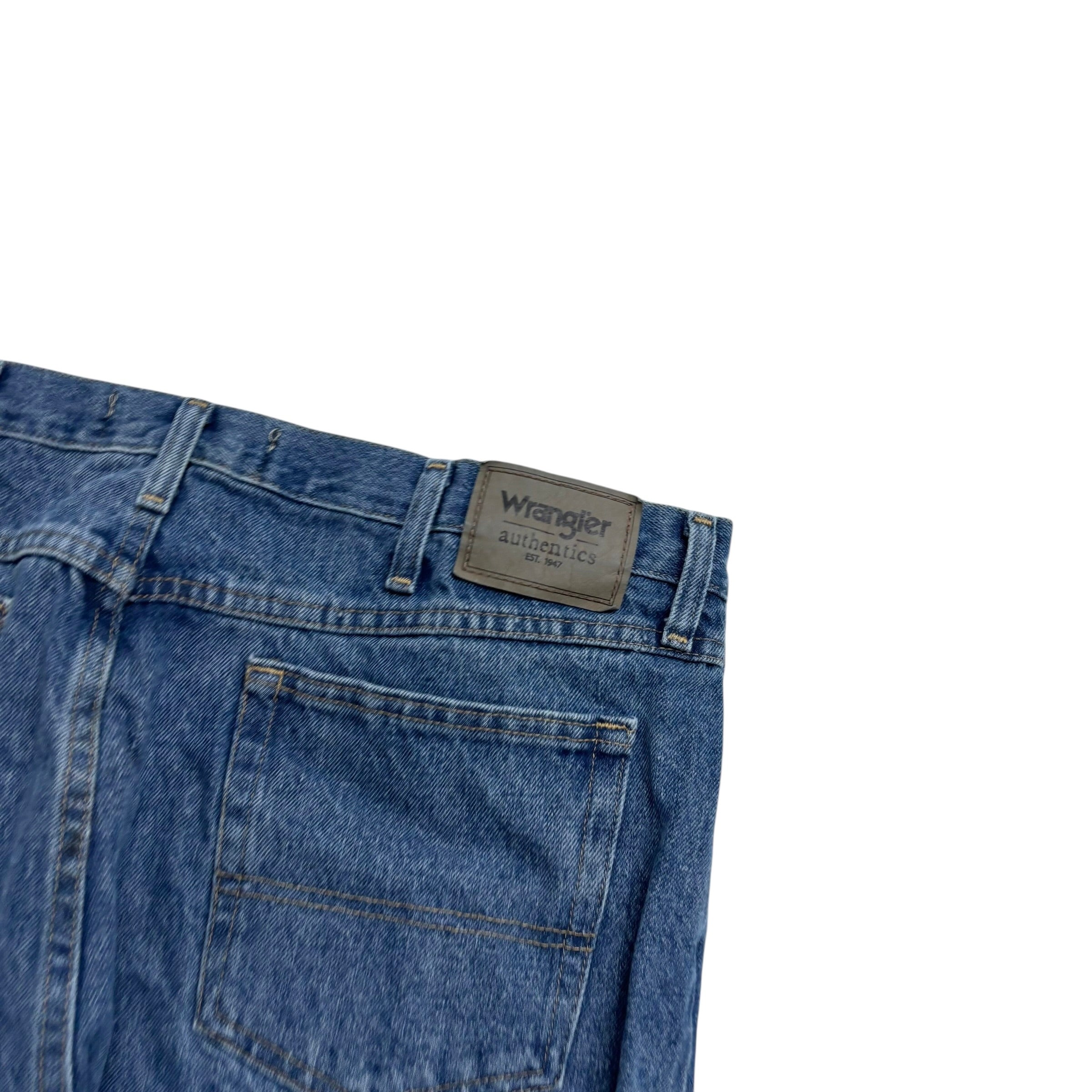 Wrangler Jeans W40 L30 Mens Mid Blue Regular Straight Fit Denim (E)