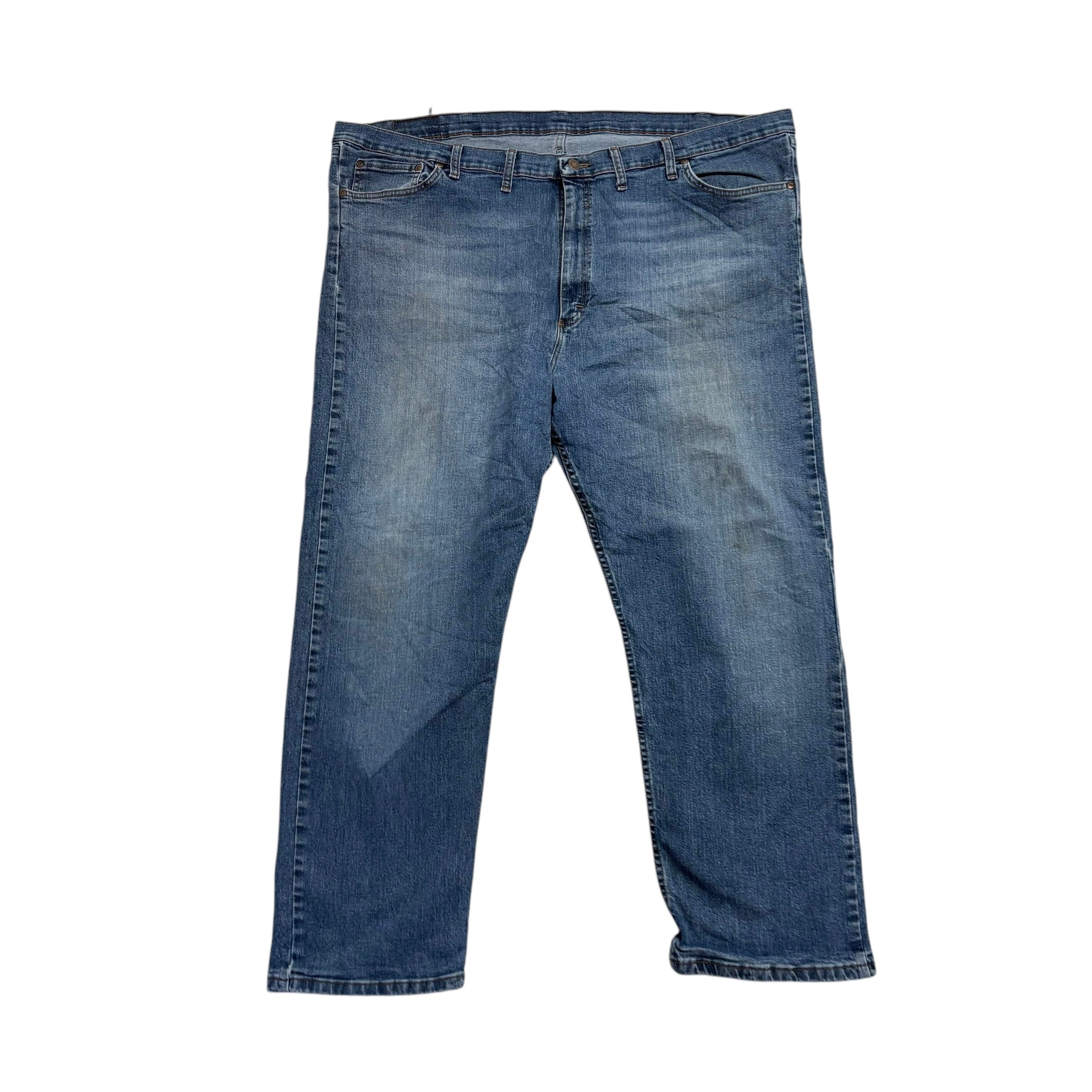 Wrangler Jeans W48 L30 Mens Mid Blue Relaxed Straight Fit Stretch Denim (F)