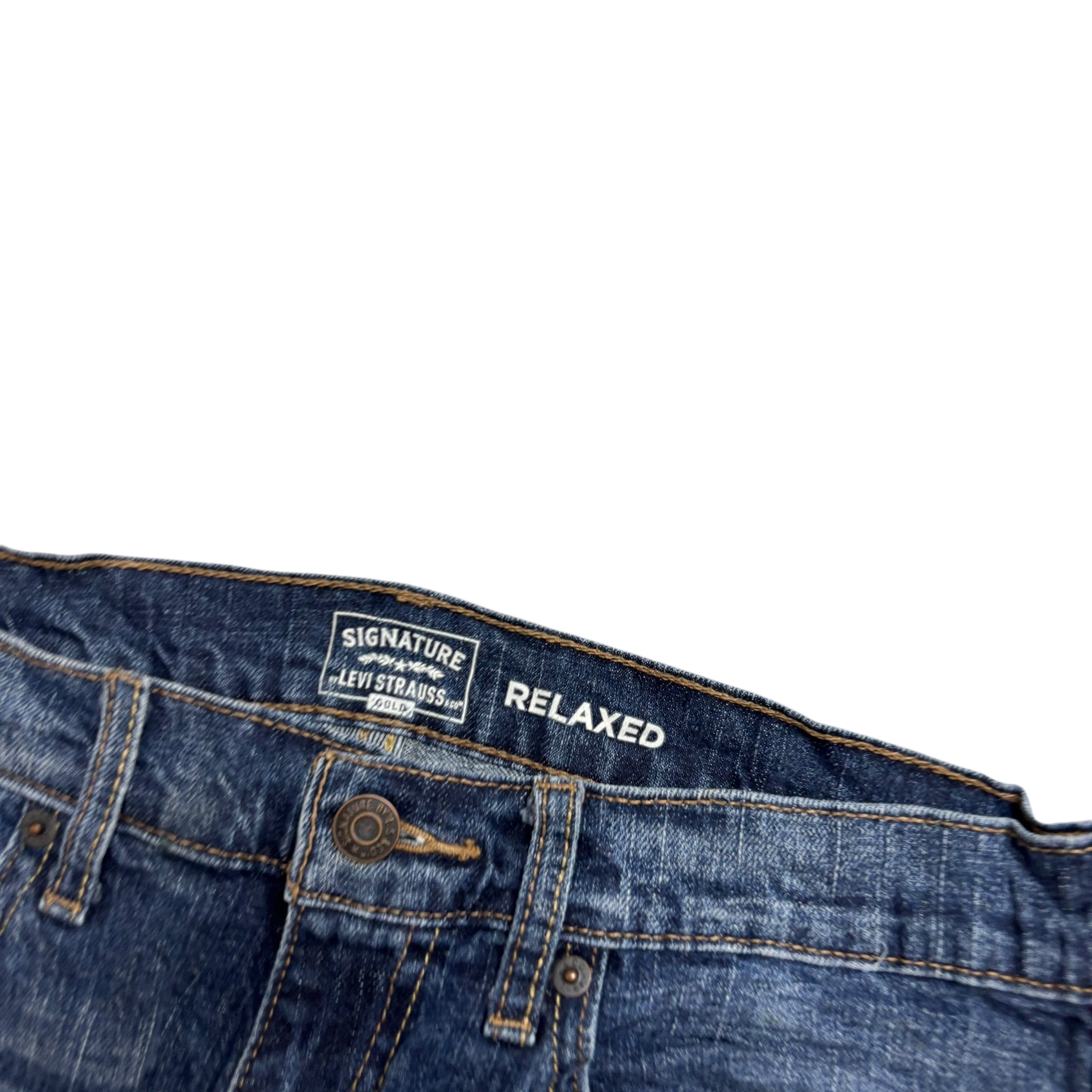 Levis Signature Jeans W32 L30 Mens Dark Blue Baggy Relaxed Fit Stretch (E)