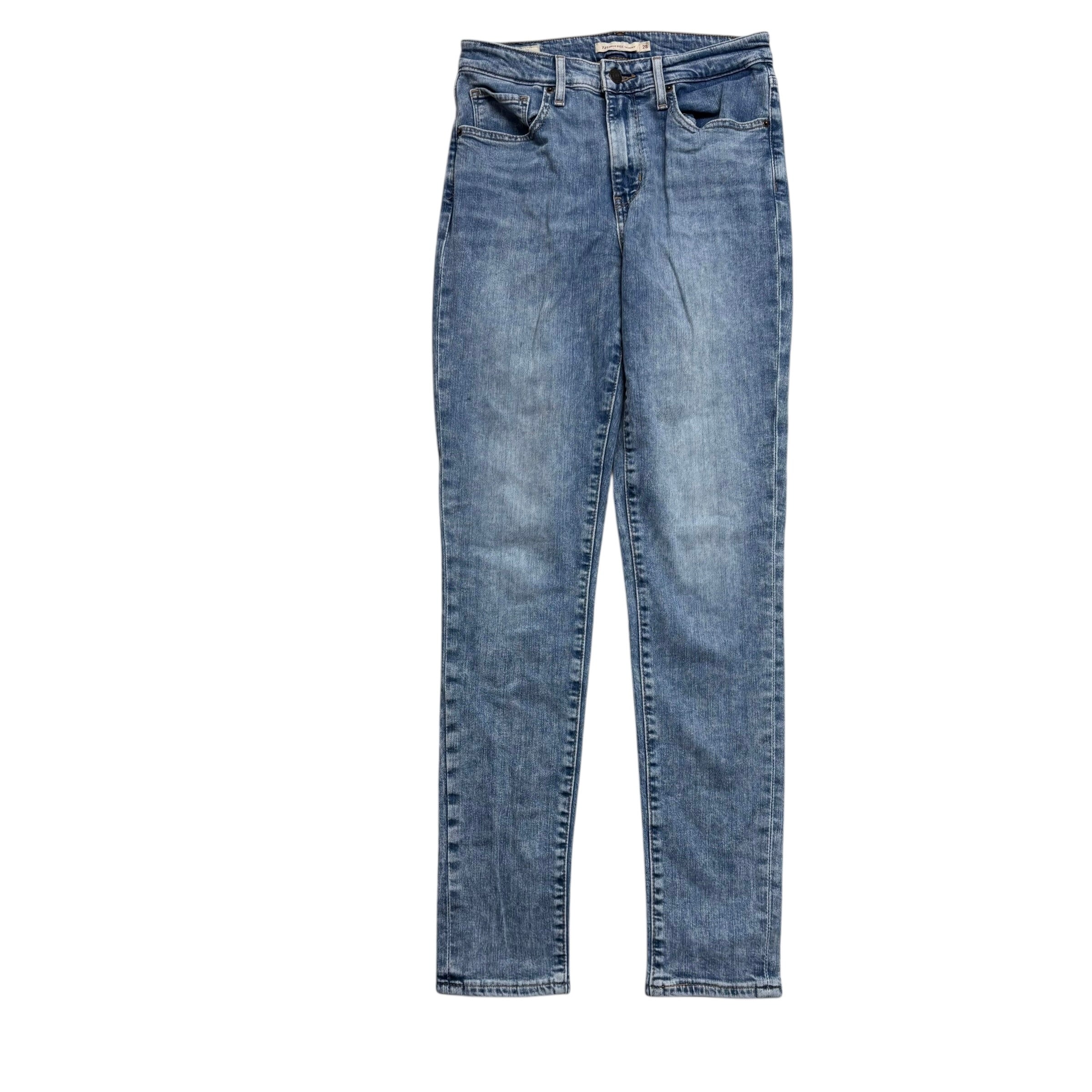 Levis 721 Jeans W26 L30 Womens Mid Blue High Rise Skinny Fit Stretch Denim (E)