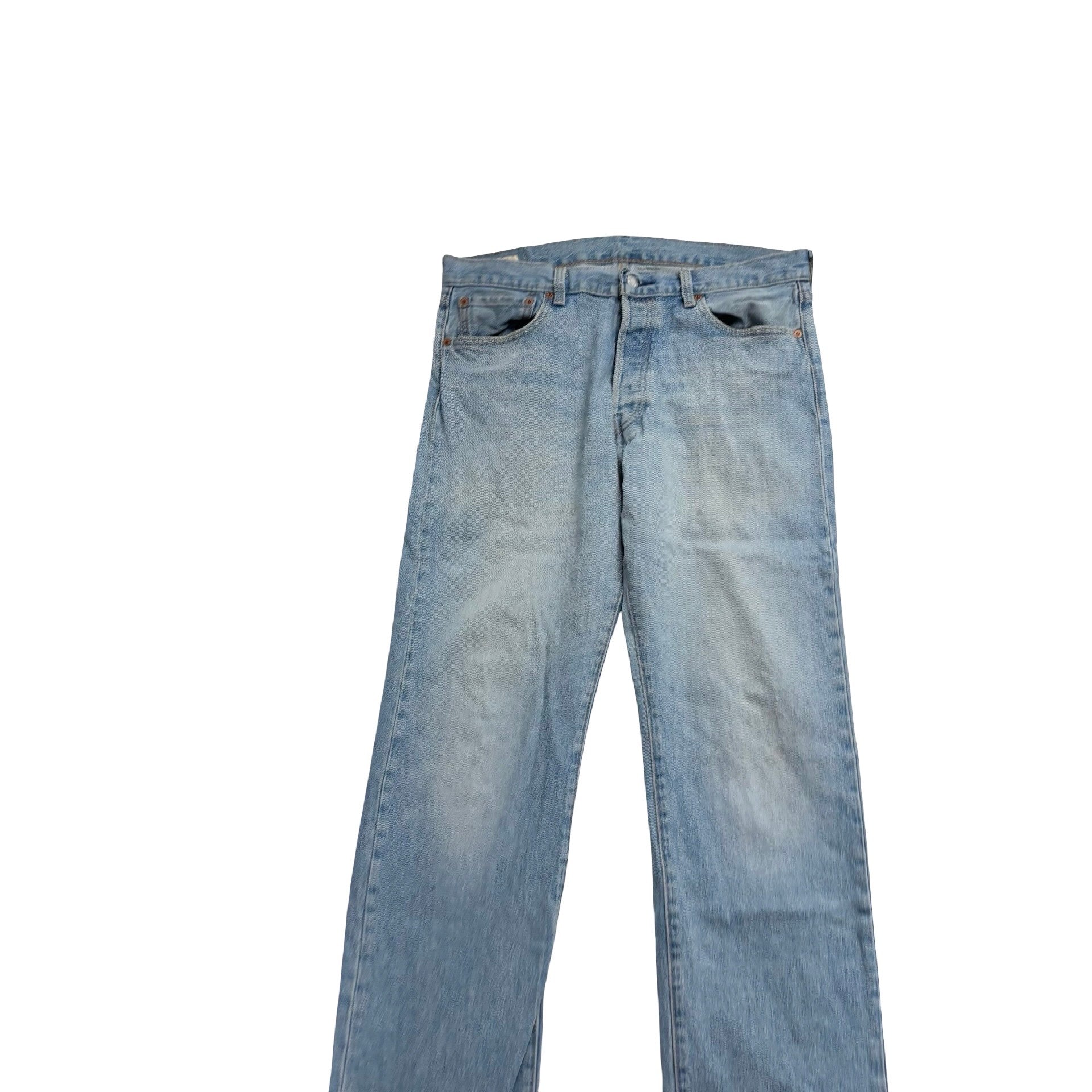 Levis 501 Jeans W34 L34 Mens Light Blue Regular Straight Fit Stretch Denim (F)