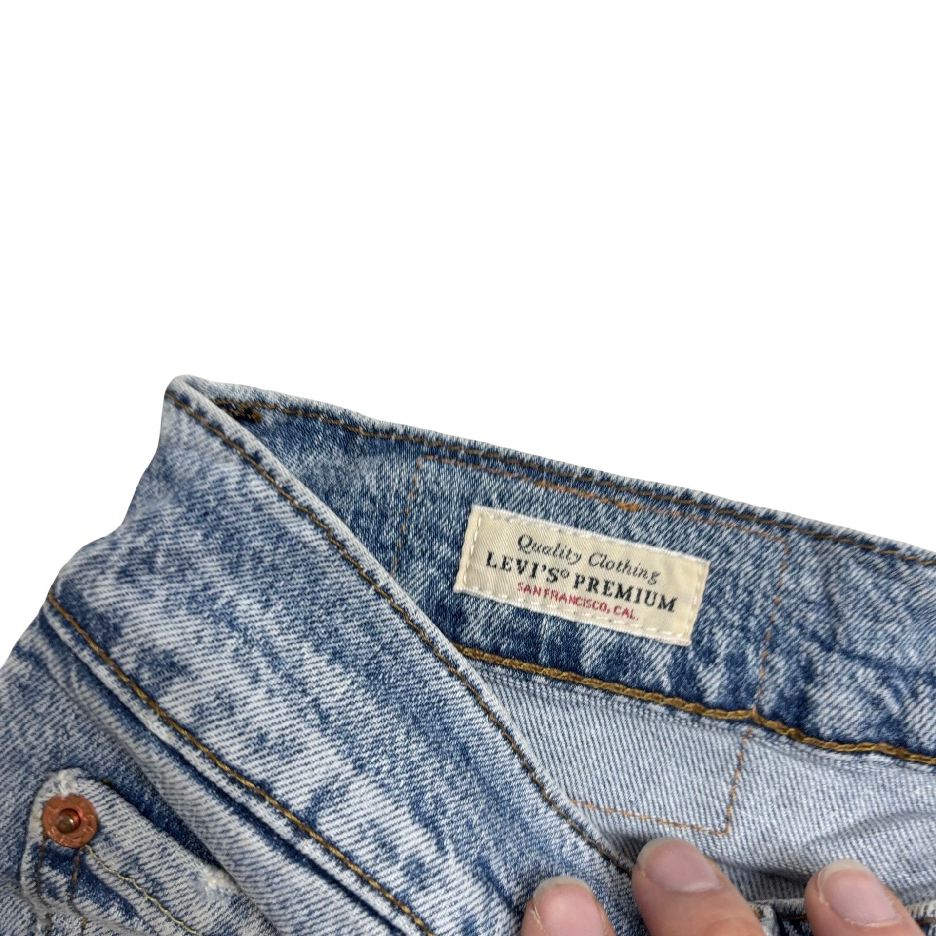 Levis 502 Jeans W31 L32 Mens Light Blue Regular Tapered Fit Stretch Distressed